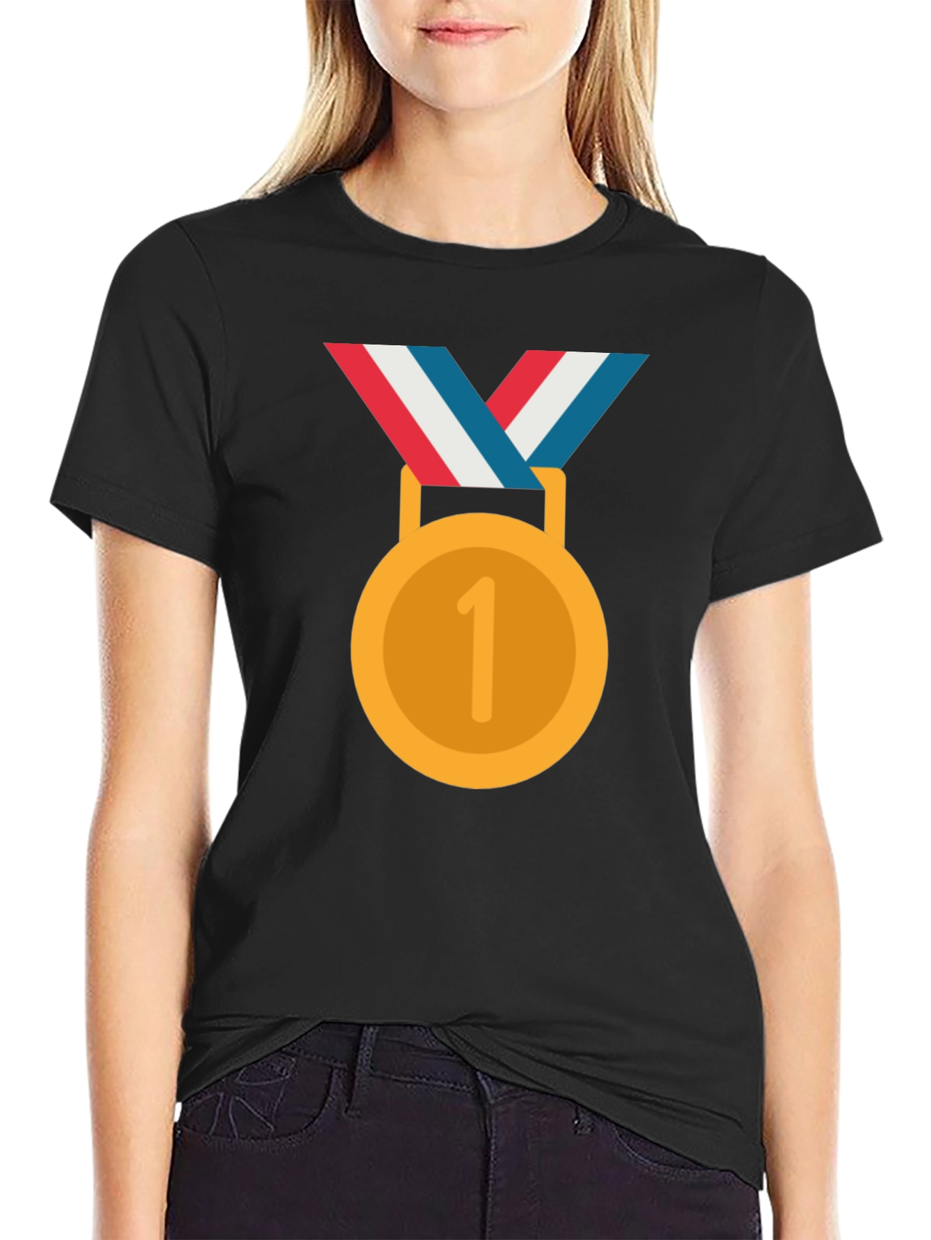 Winners Medal Graphic Tee - Black Cotton T-Shirt