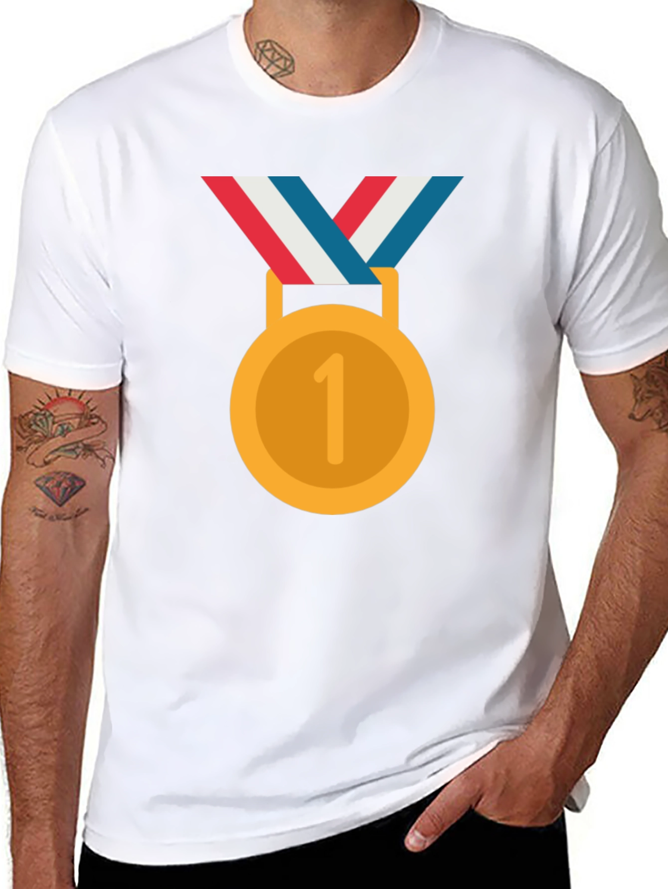 Winners Medal Graphic Tee - Black Cotton T-Shirt