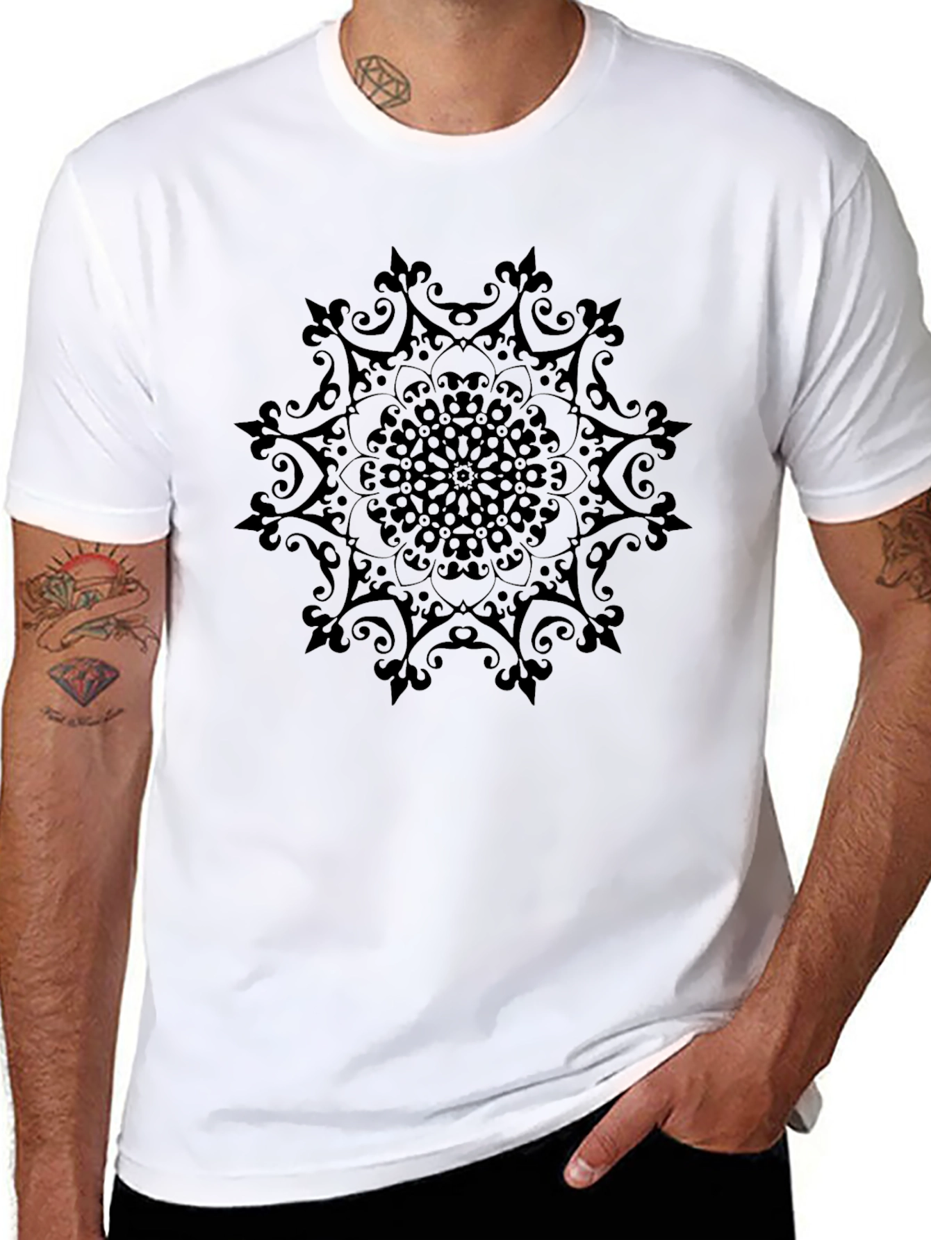 Black Mandala Graphic Tee - Stylish Casual Wear