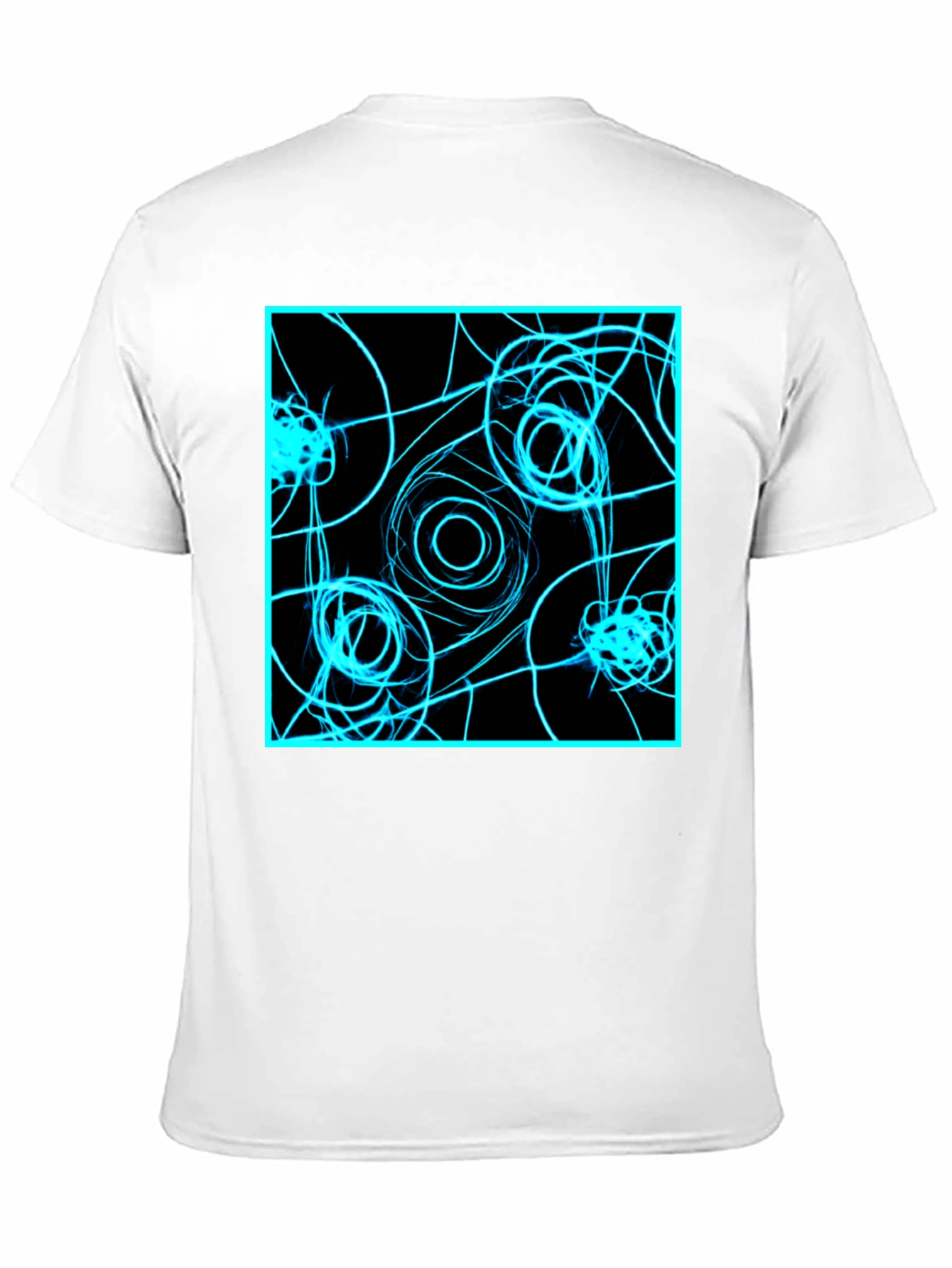 Abstract Geometric T-Shirt: Electric Blue on Black