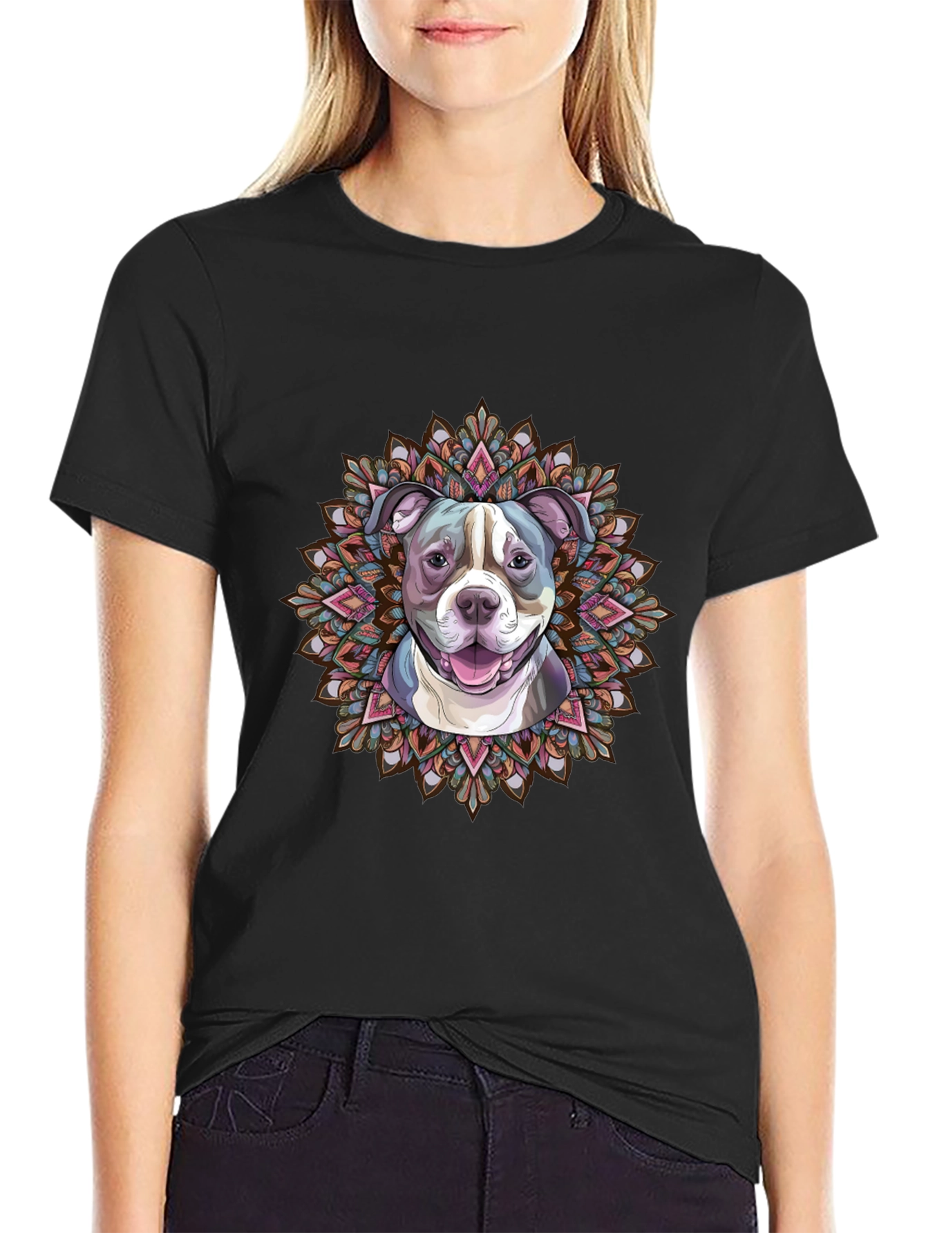 Dog Mandala Graphic Tee - Stylish Pet Lover Shirt