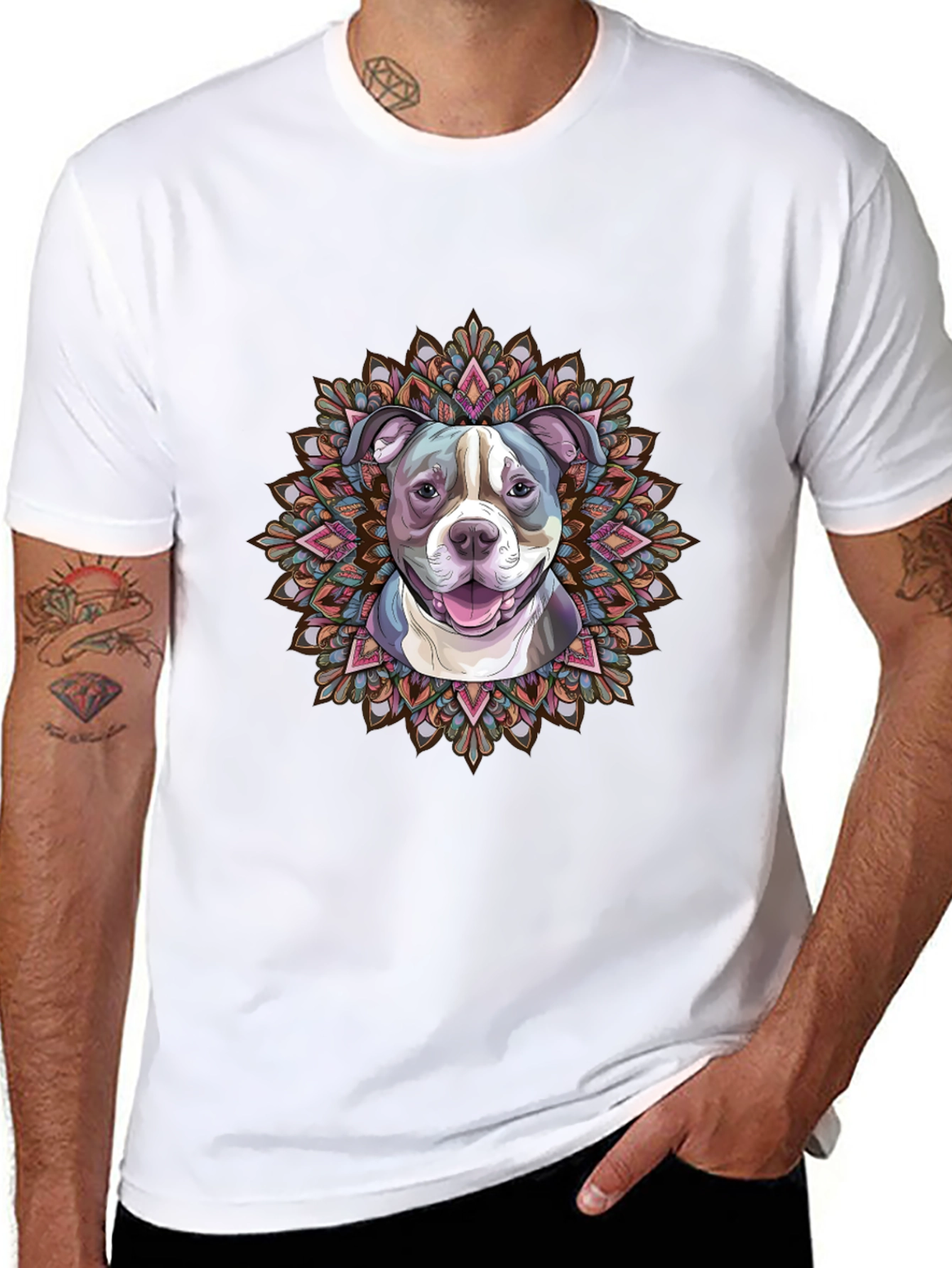 Dog Mandala Graphic Tee - Stylish Pet Lover Shirt