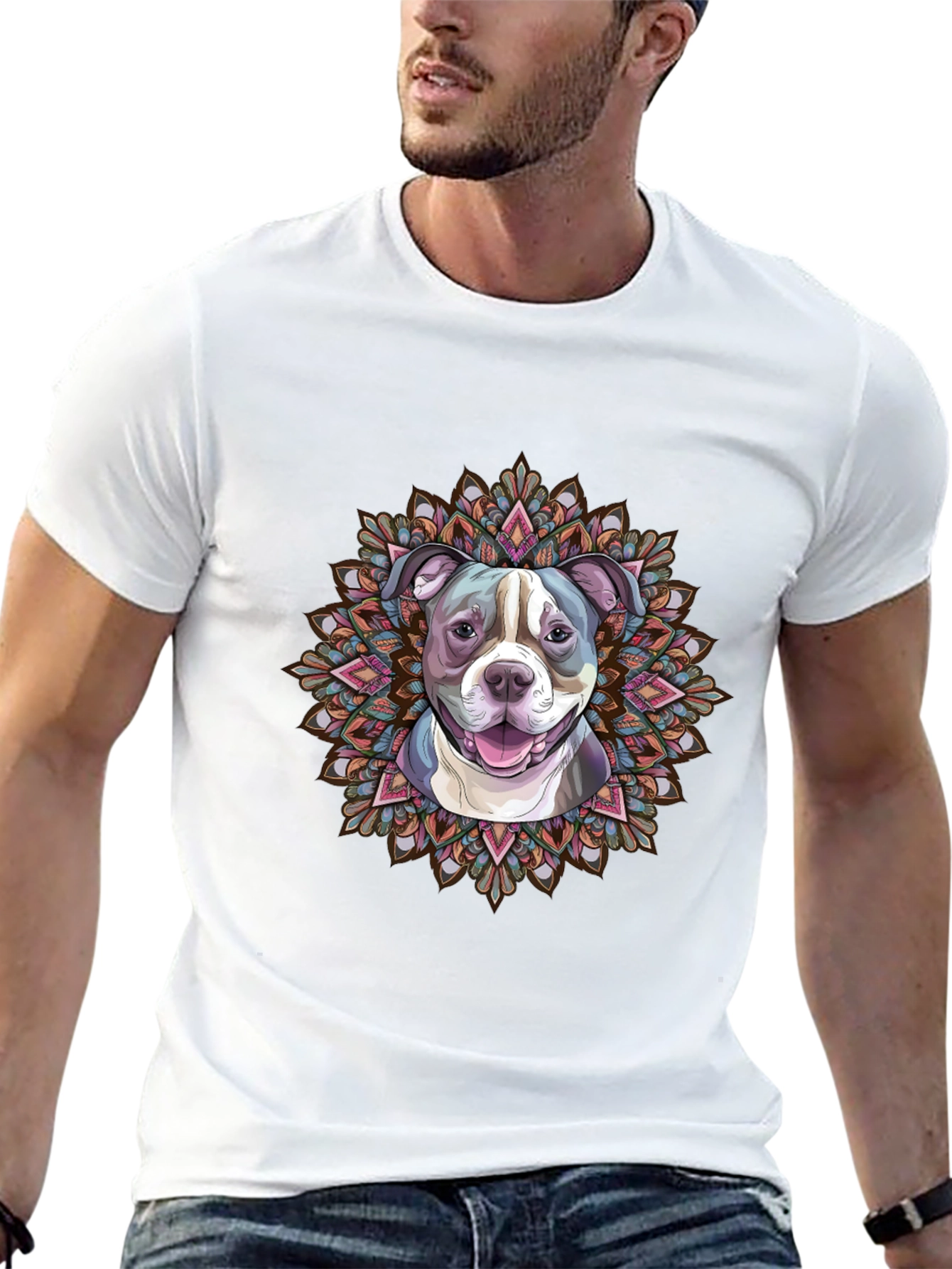 Dog Mandala Graphic Tee - Stylish Pet Lover Shirt