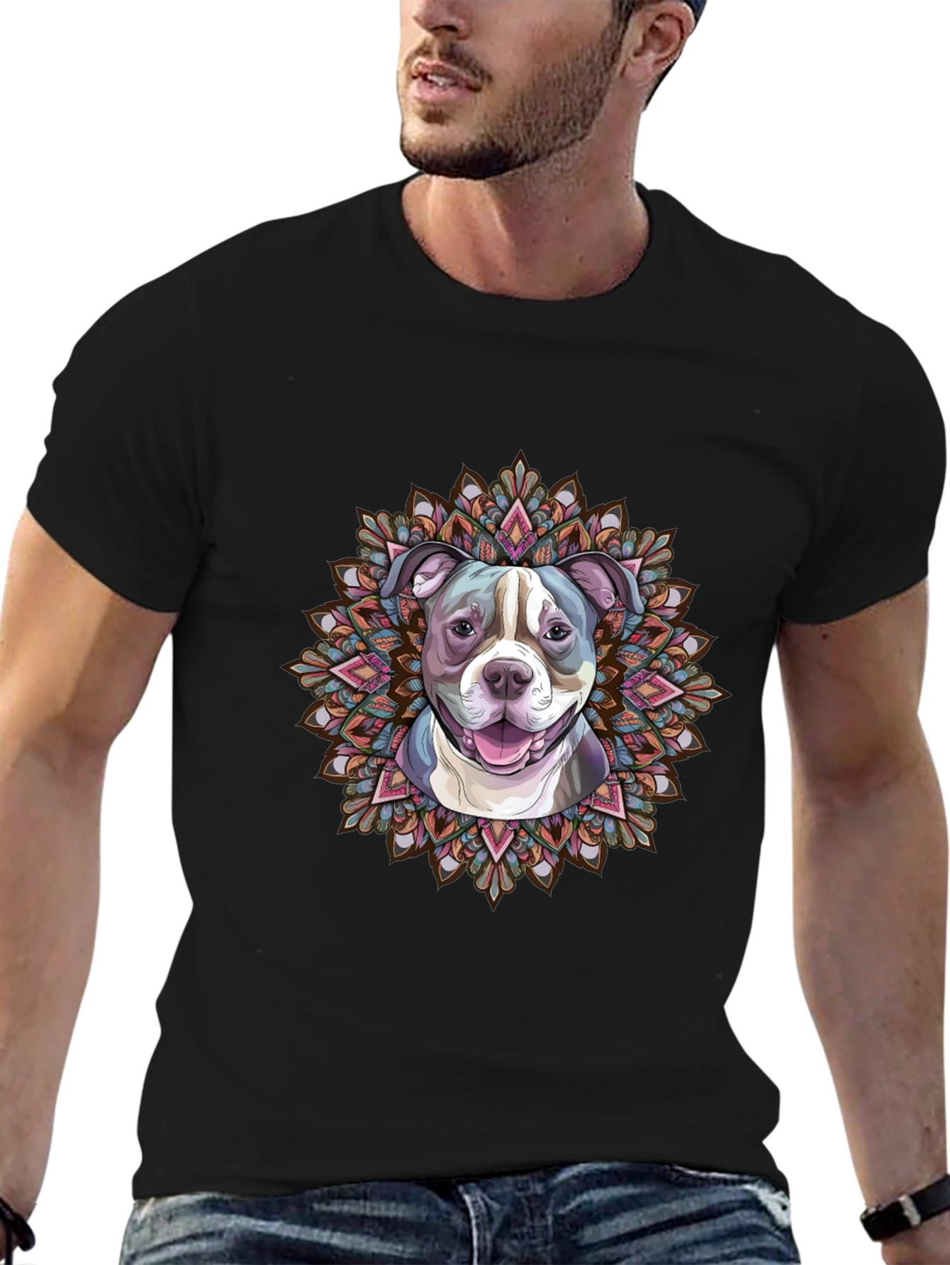 Dog Mandala Graphic Tee - Stylish Pet Lover Shirt