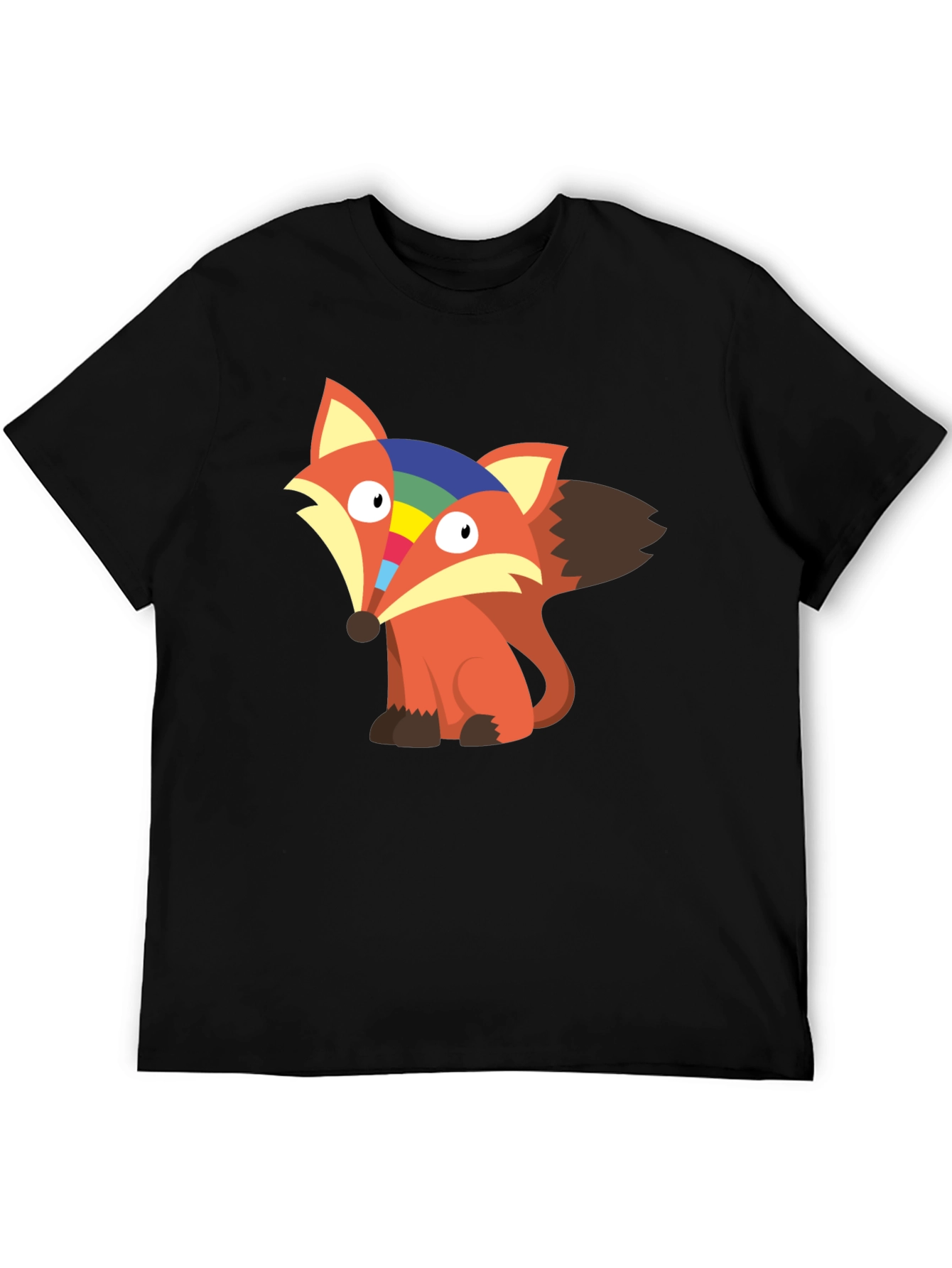 Rainbow Fox Graphic Tee - Unisex Cotton T-Shirt