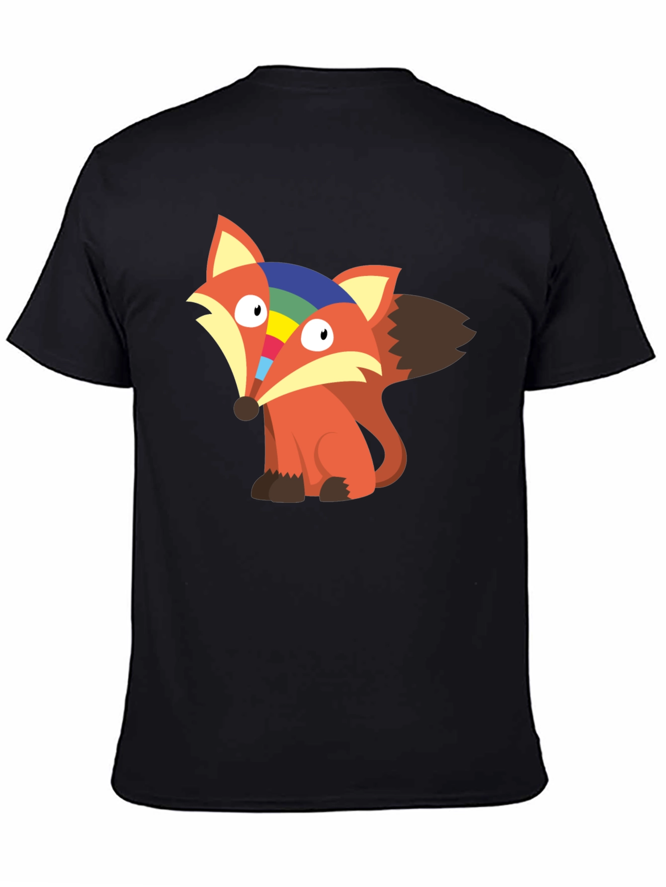 Rainbow Fox Graphic Tee - Unisex Cotton T-Shirt