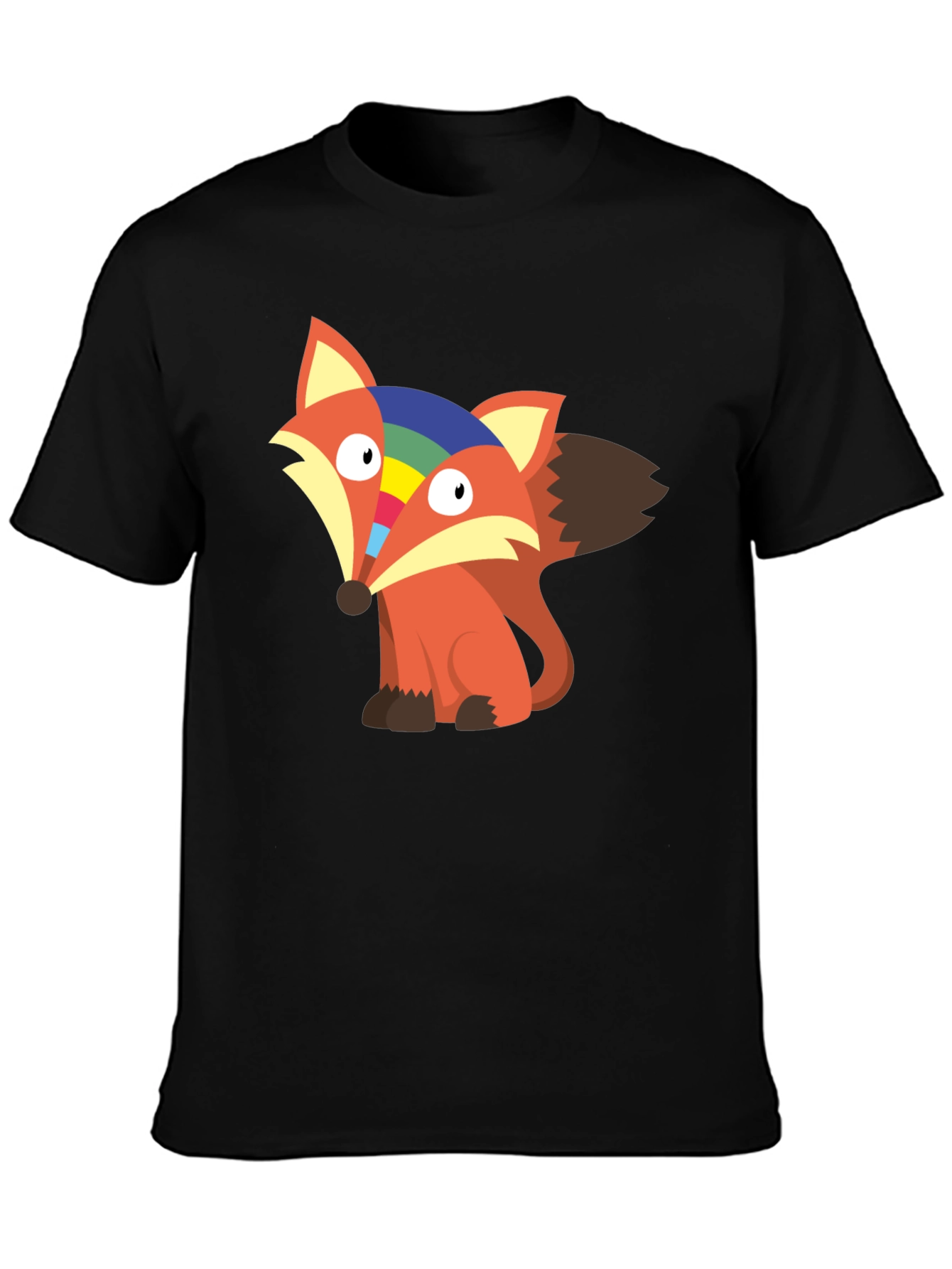 Rainbow Fox Graphic Tee - Unisex Cotton T-Shirt