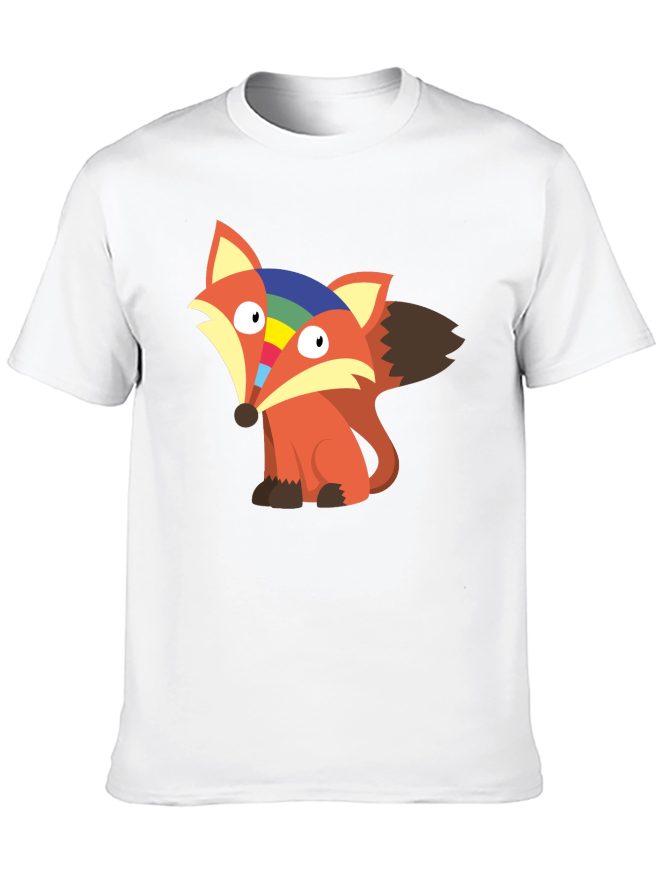 Rainbow Fox Graphic Tee - Unisex Cotton T-Shirt