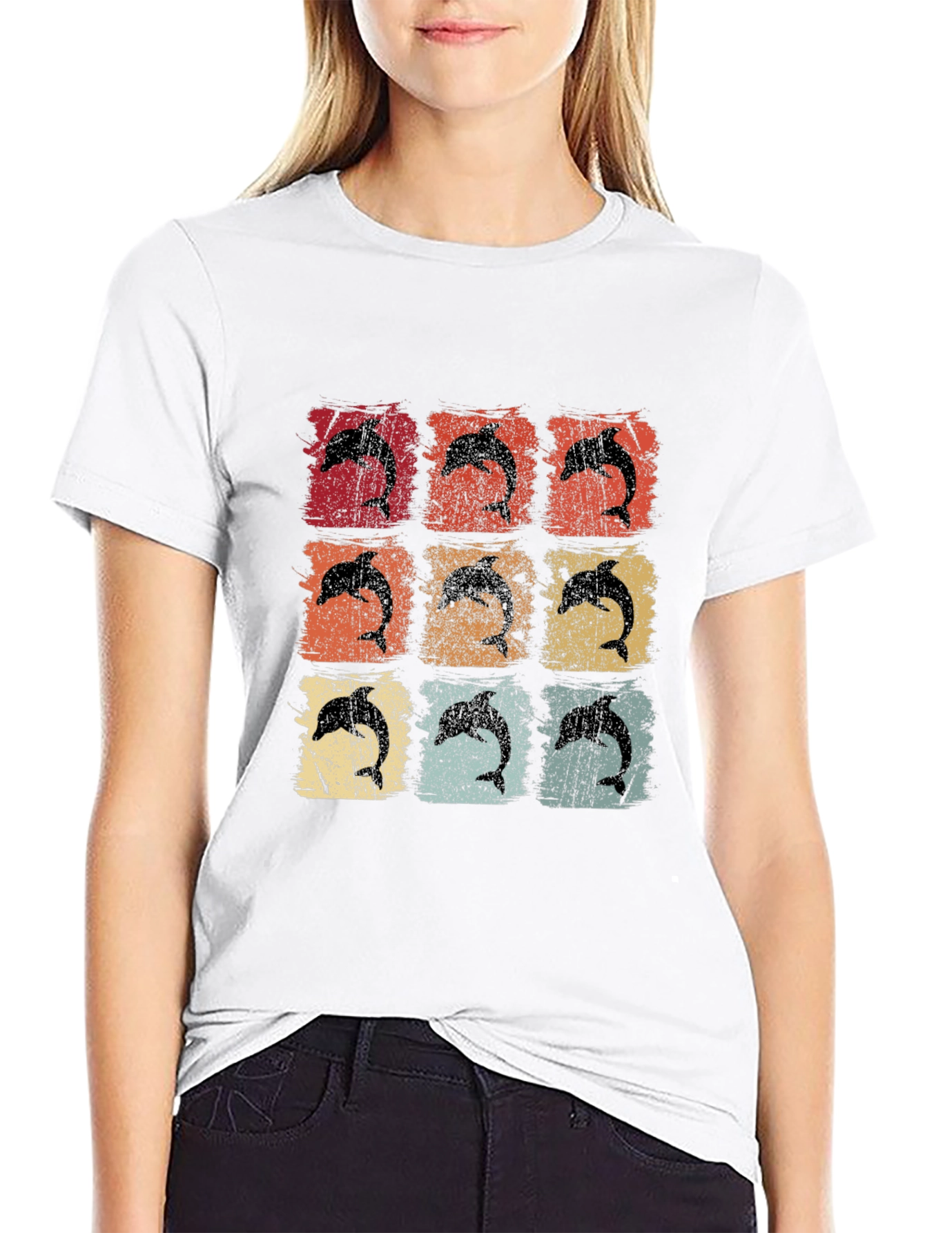 Retro Dolphin Grid T-Shirt