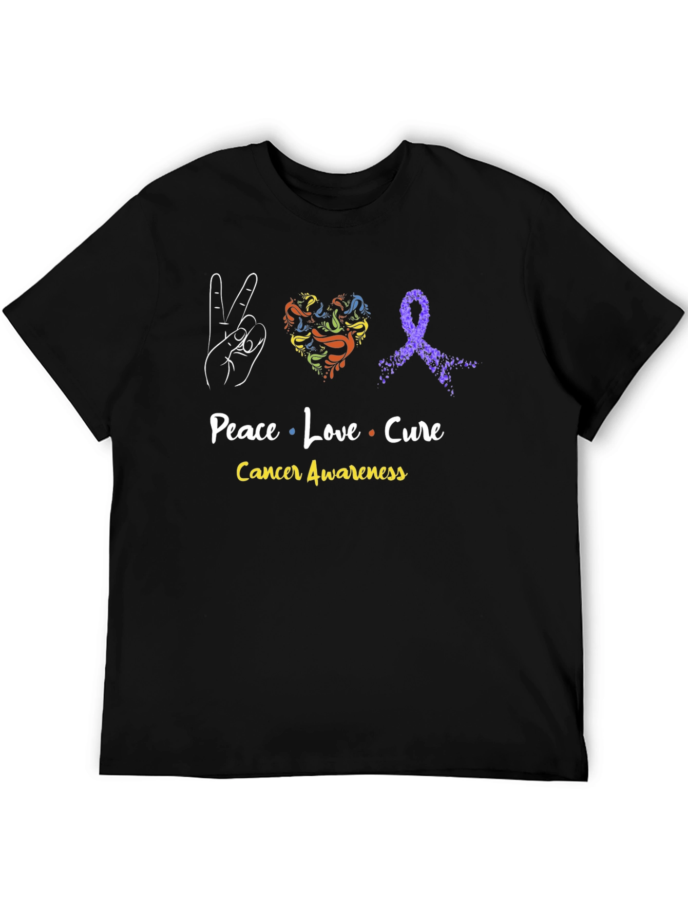 Peace Love Cure Cancer Awareness T-Shirt
