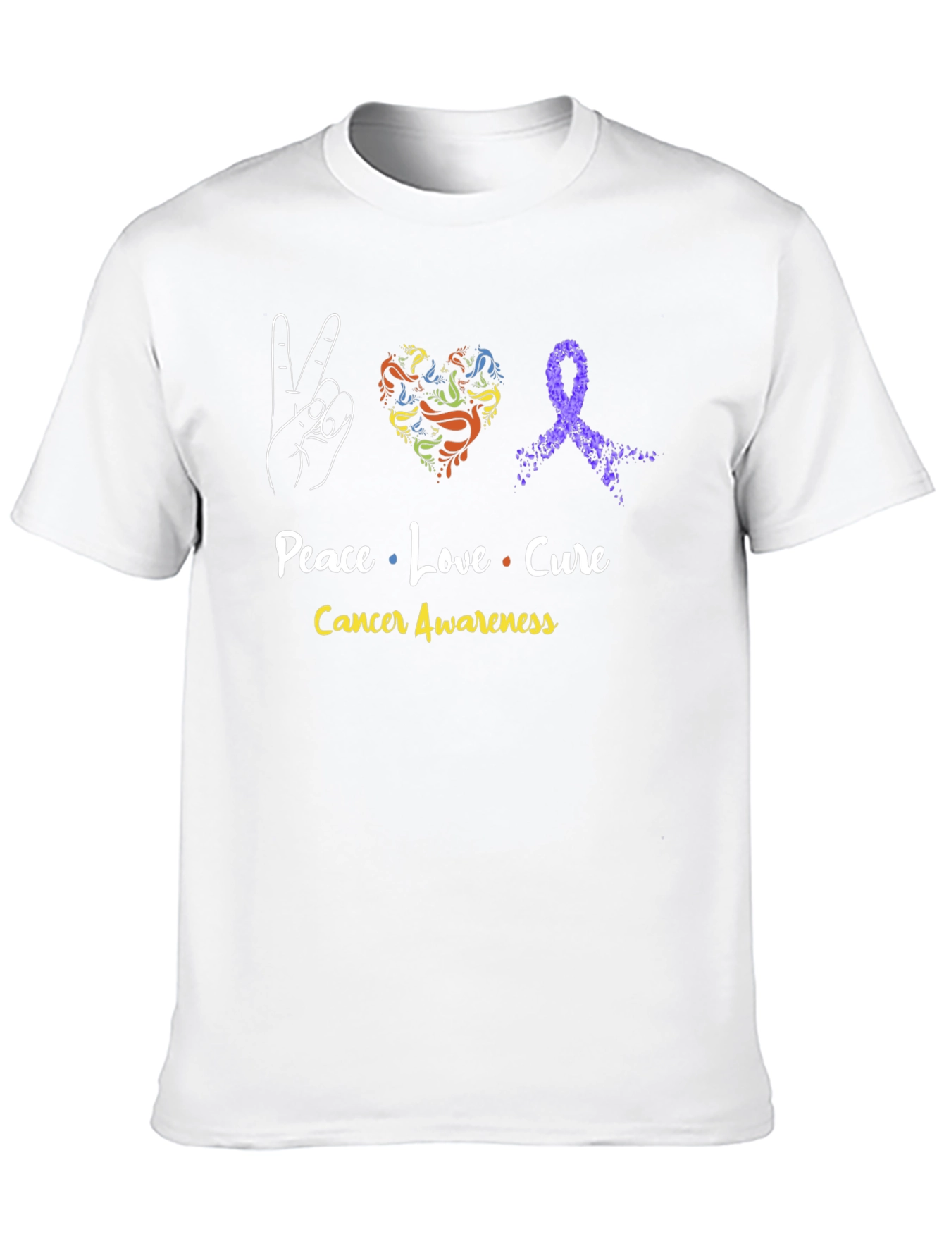 Peace Love Cure Cancer Awareness T-Shirt
