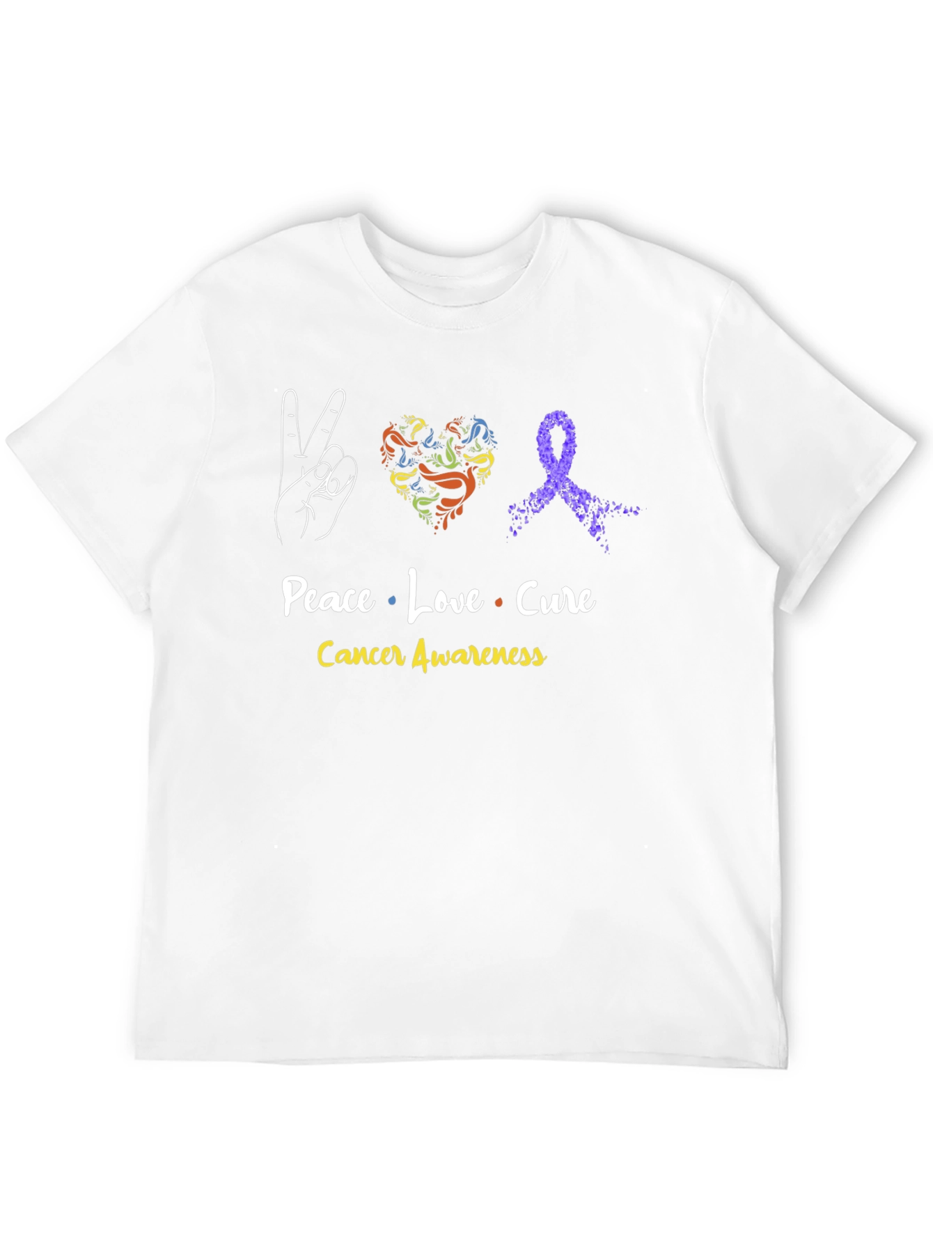 Peace Love Cure Cancer Awareness T-Shirt