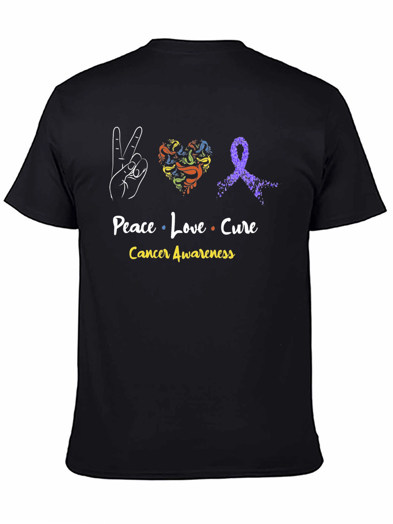 Peace Love Cure Cancer Awareness T-Shirt