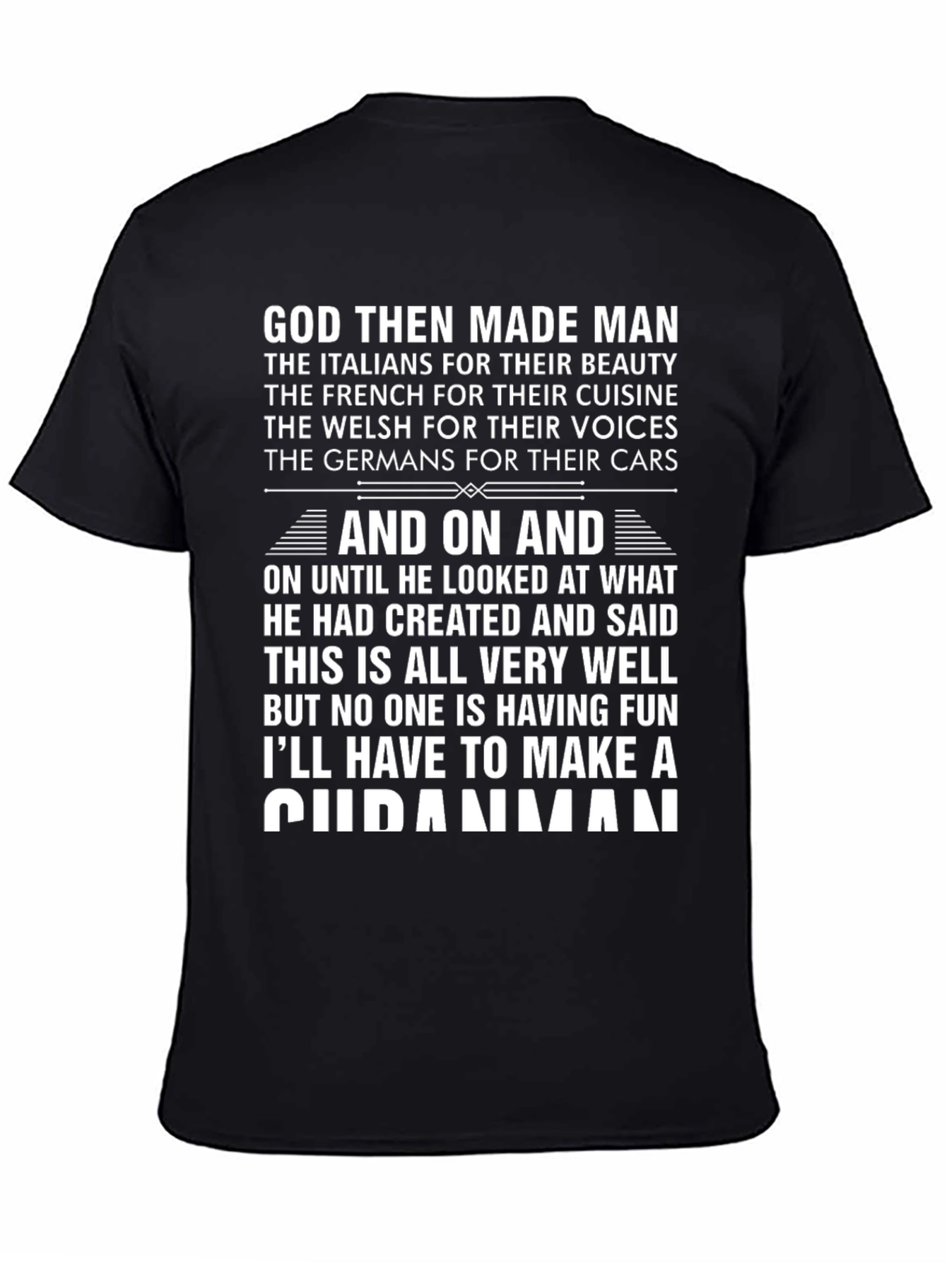 Humorous God Made Man T-Shirt