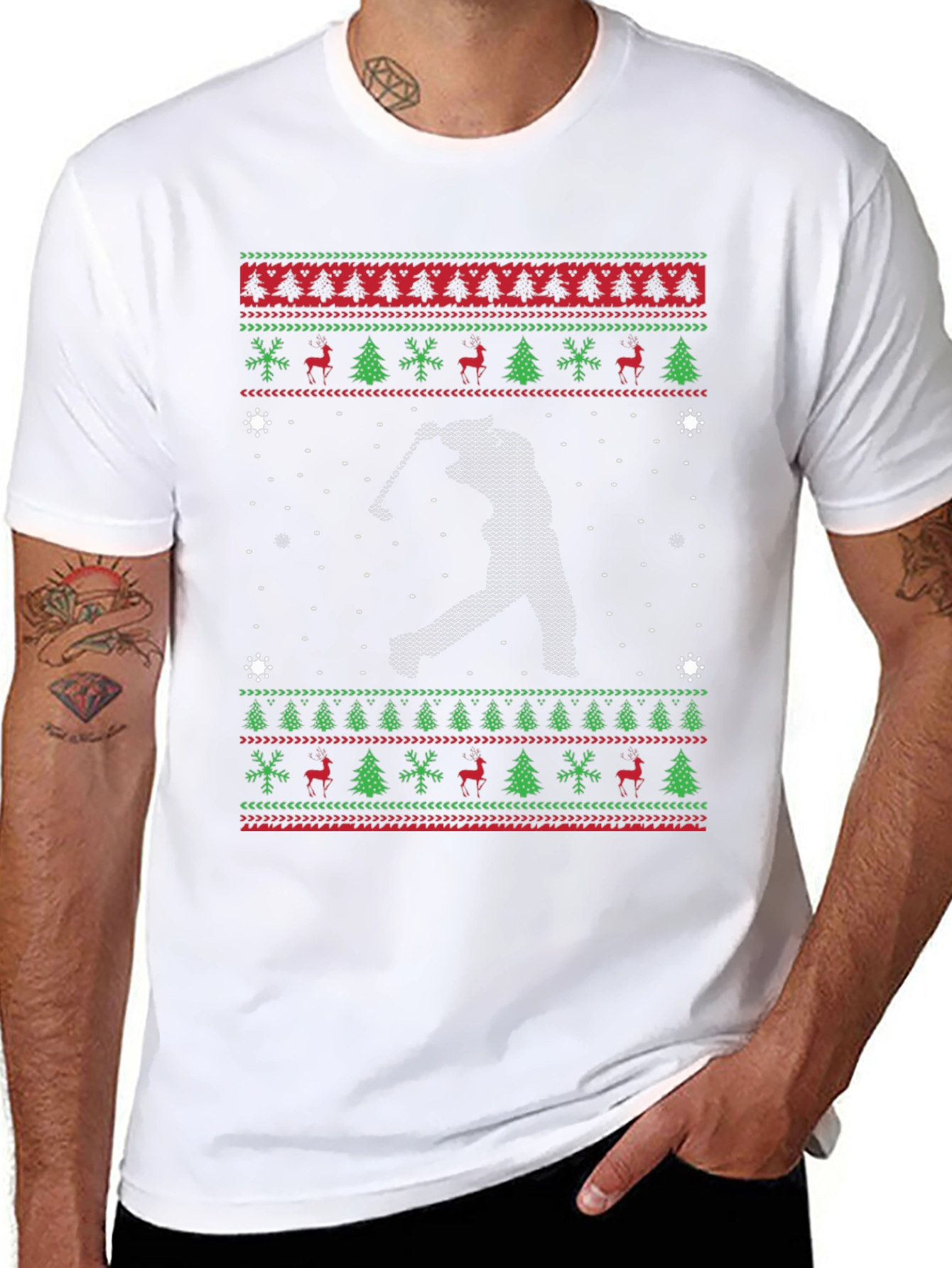 Golf Christmas Sweater Style Tee