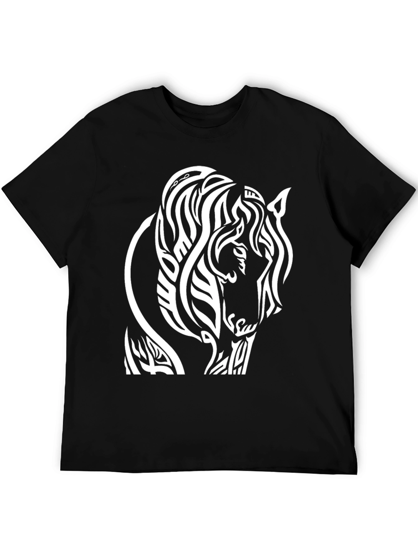 Tribal Horse Graphic T-Shirt - Black