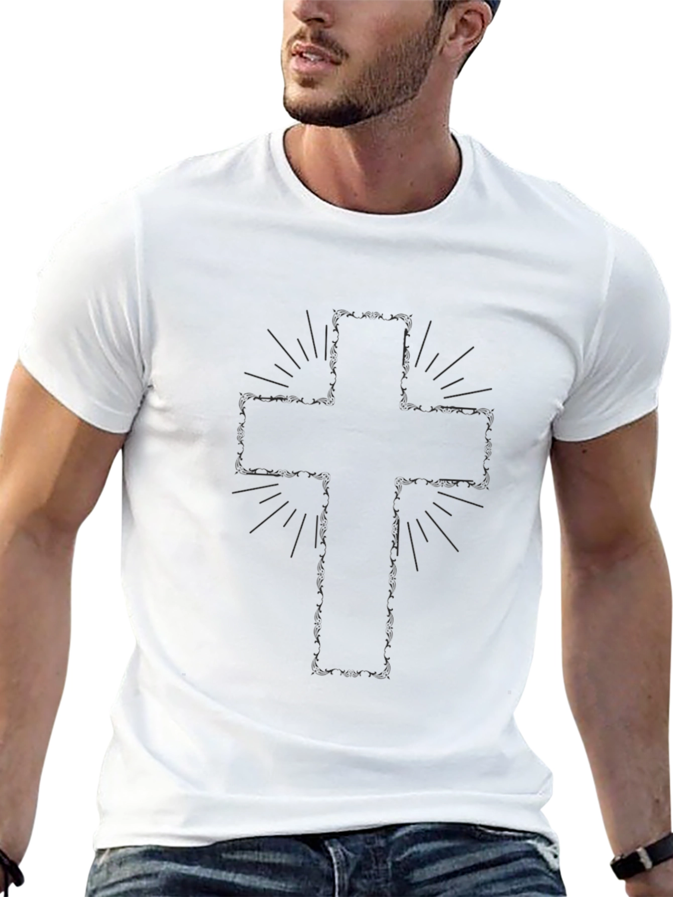 Cross Graphic Black T-Shirt - Stylish Christian Tee