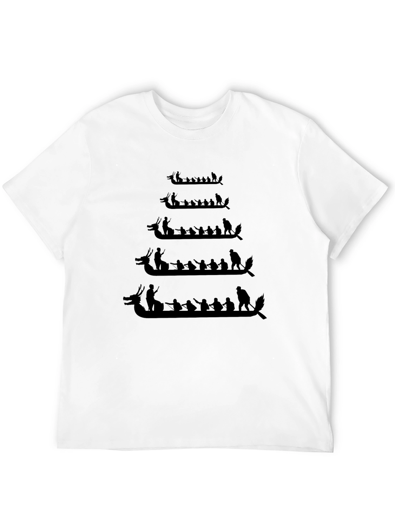 Dragon Boat Race T-Shirt - Black Crew Neck