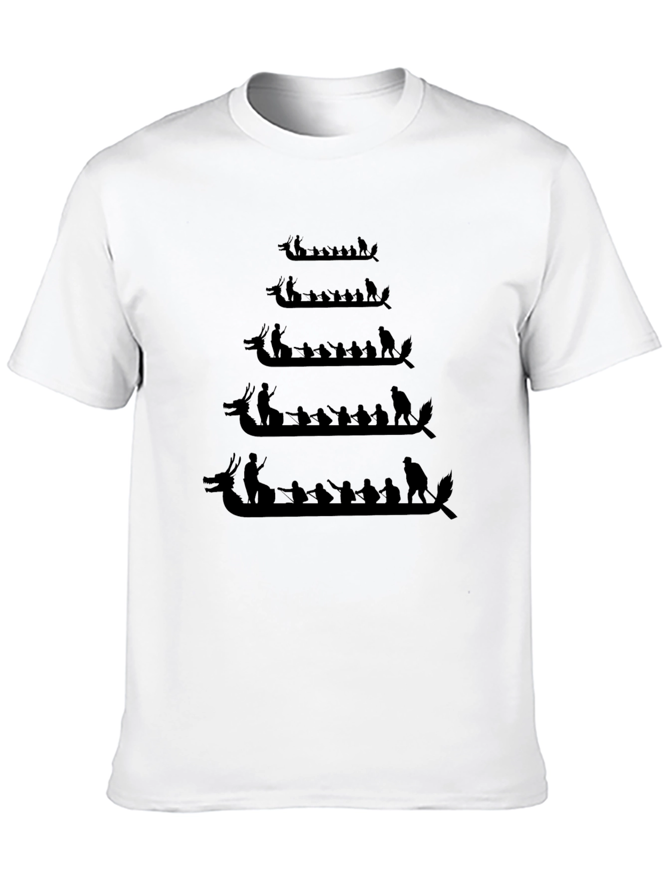Dragon Boat Race T-Shirt - Black Crew Neck
