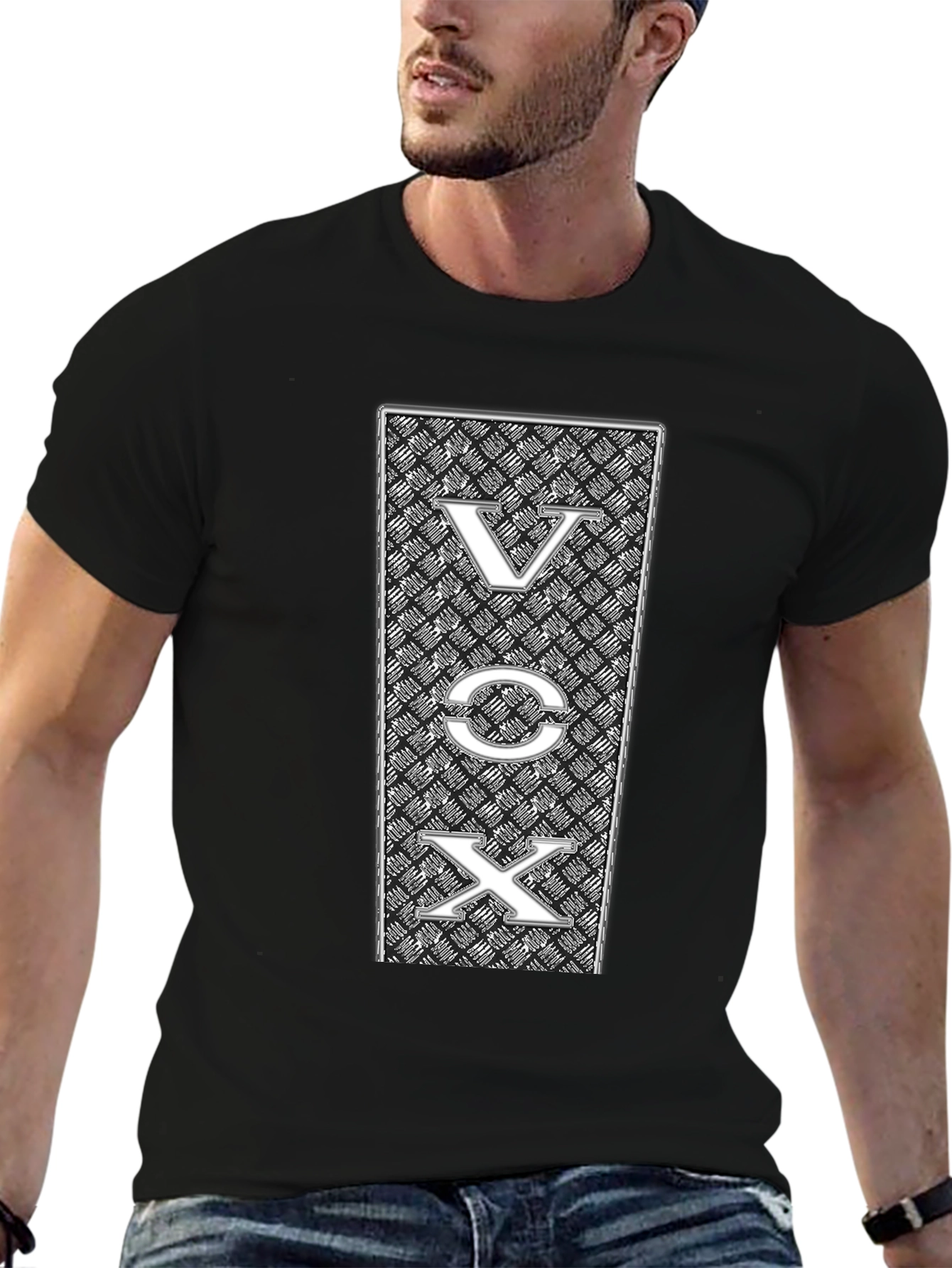 VOX Graphic Print Black T-Shirt