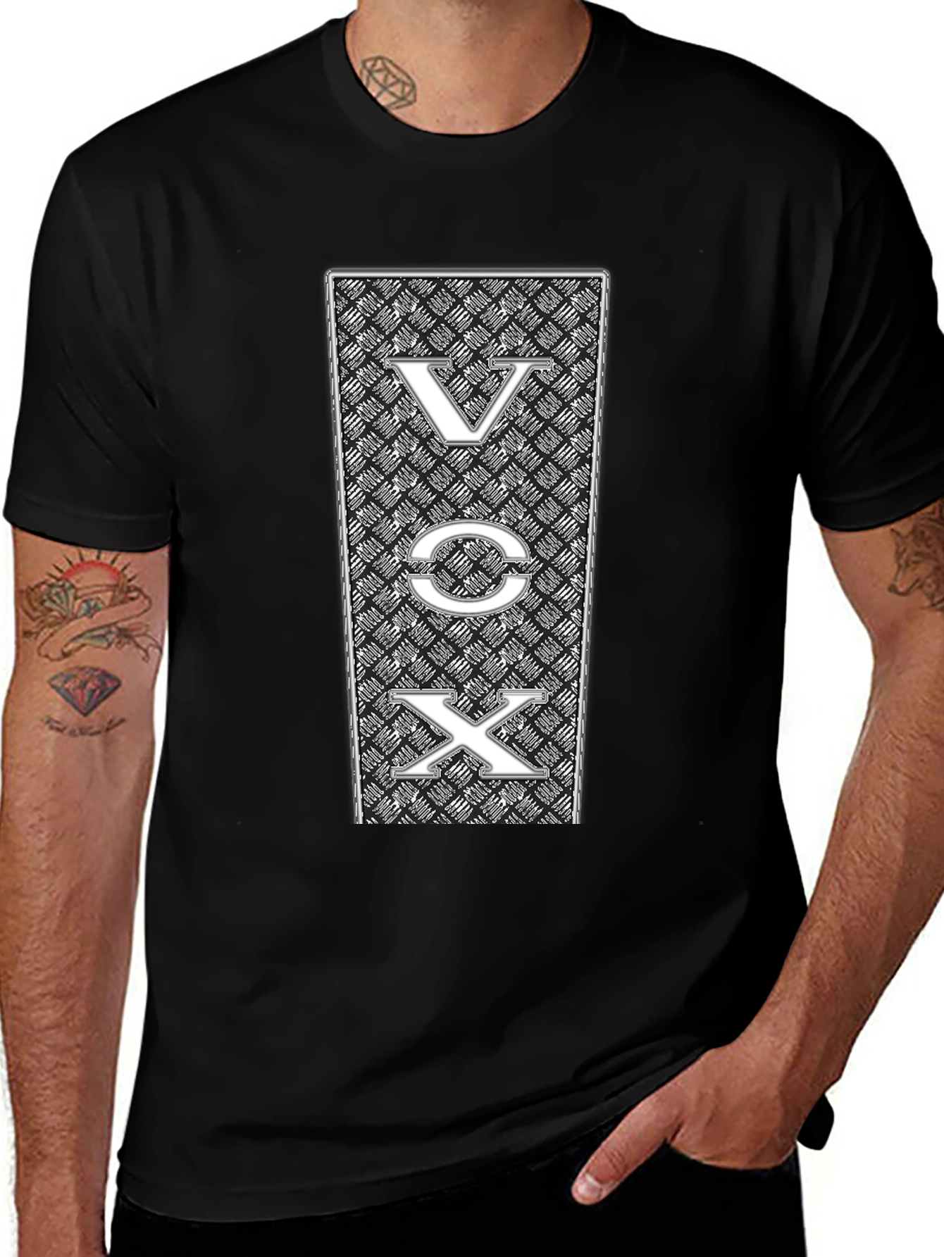 VOX Graphic Print Black T-Shirt