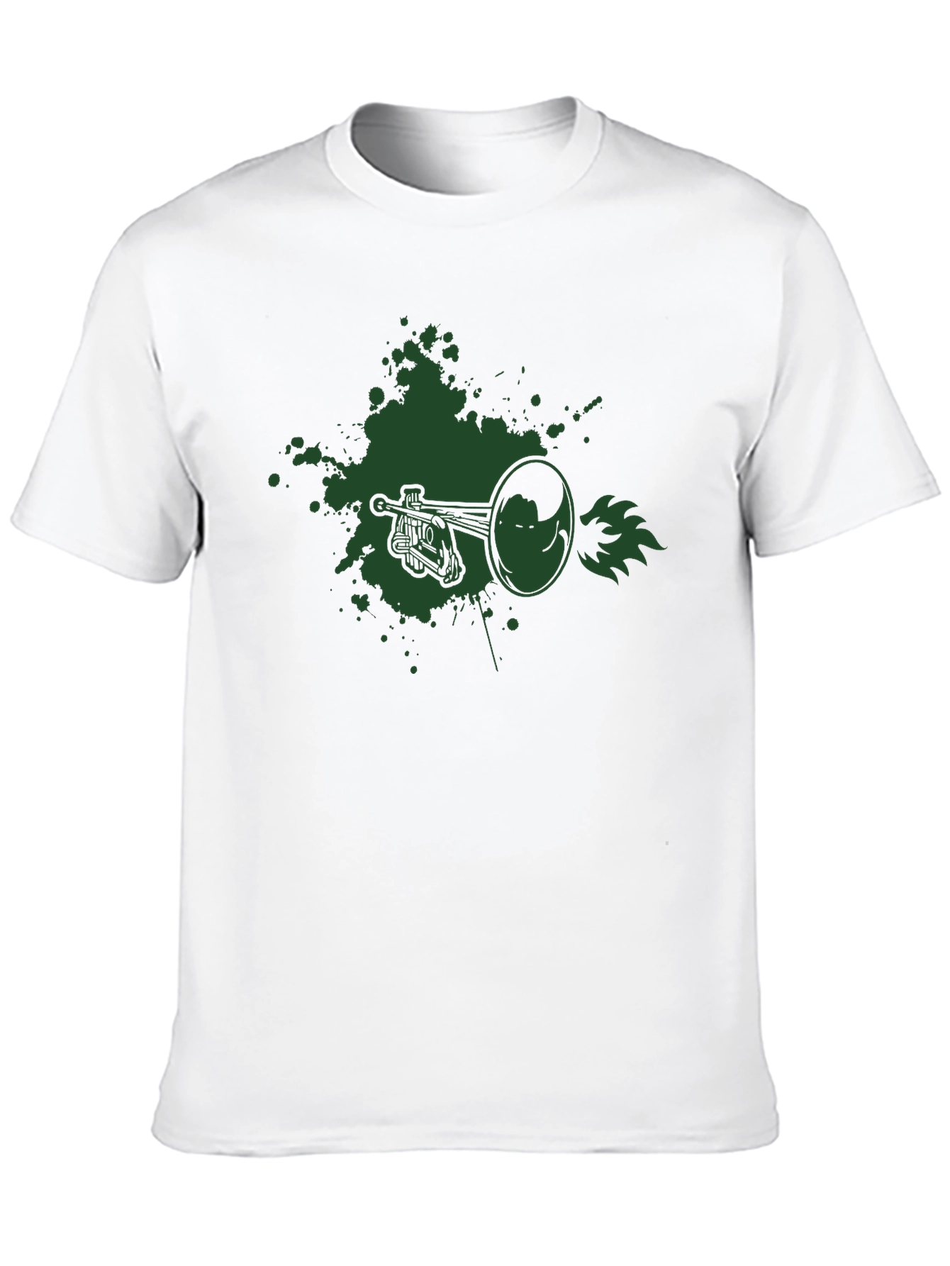 Graphic Tee - Trumpet Design Black Cotton T-Shirt