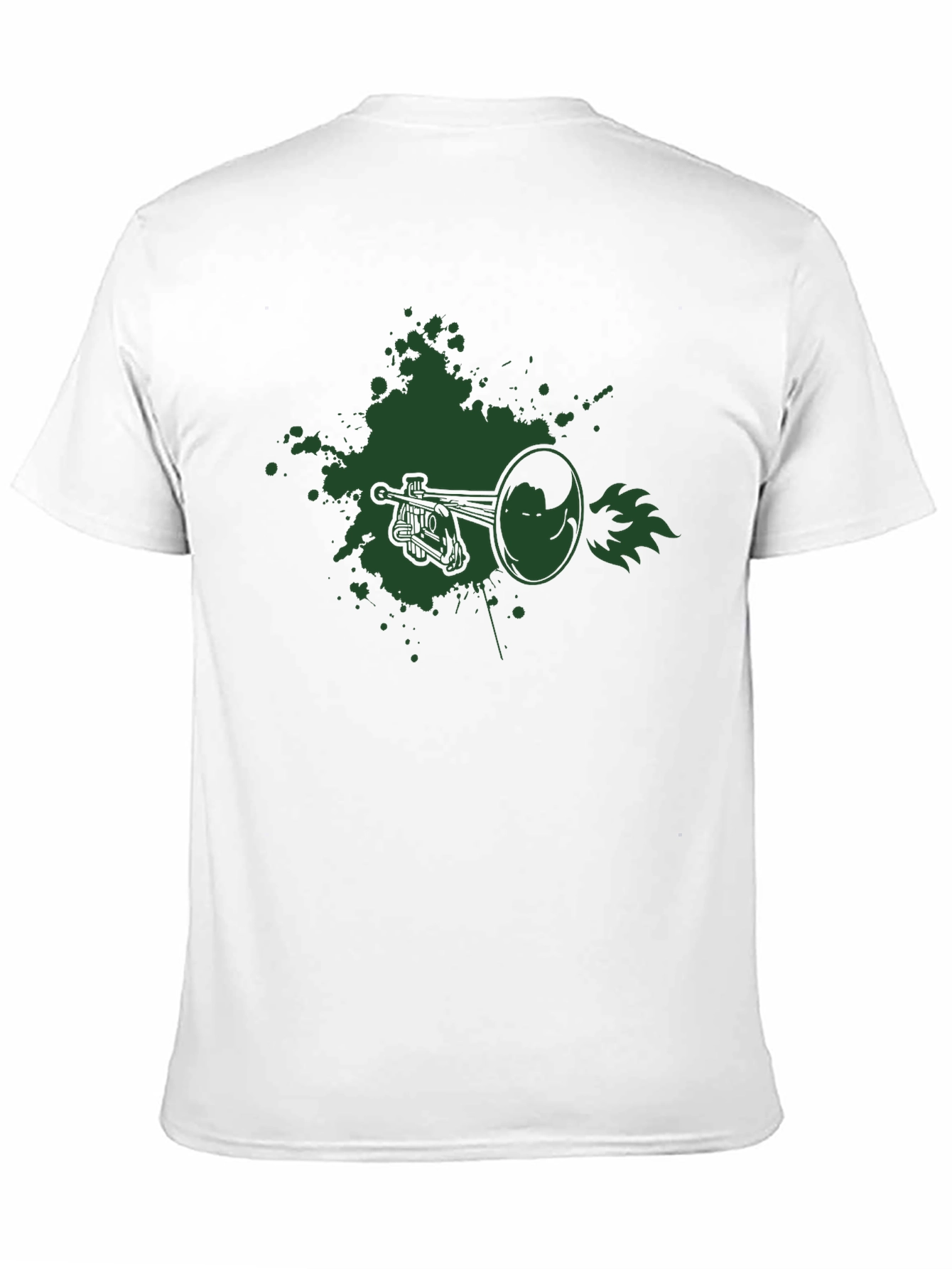 Graphic Tee - Trumpet Design Black Cotton T-Shirt