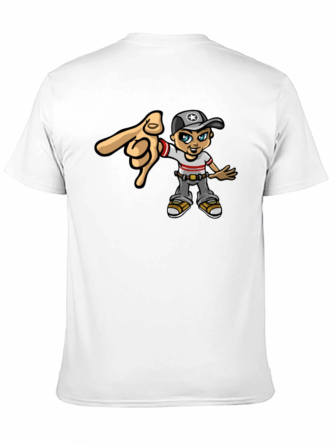 Cartoon Character Pointing Black T-Shirt