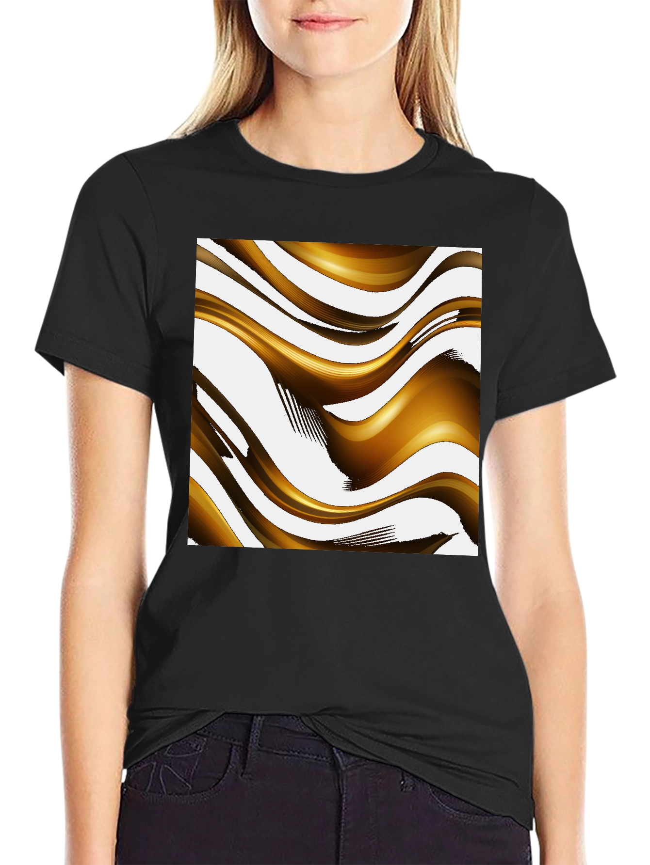 Abstract Gold Wave Design Tee
