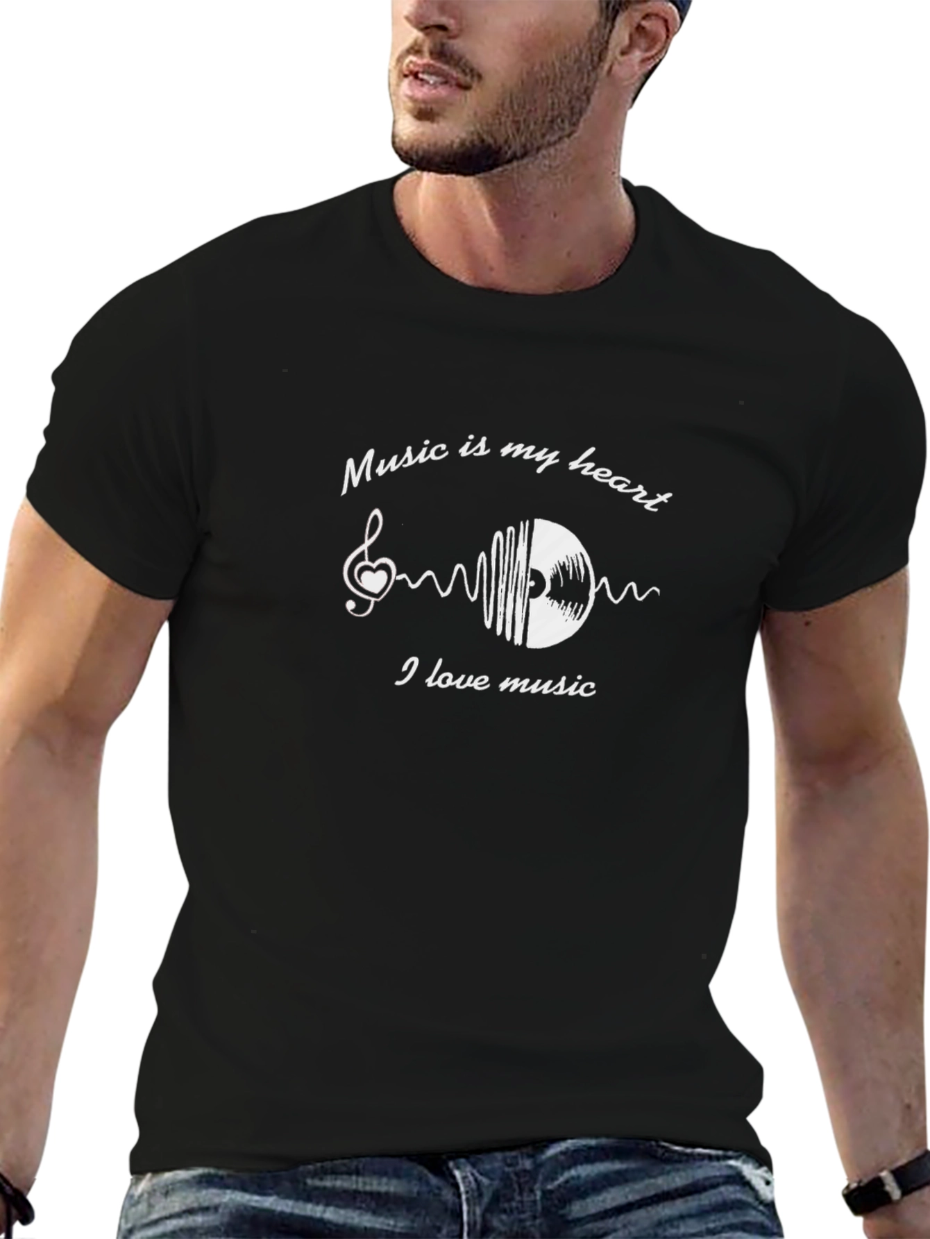 Music Is My Heart Black Graphic Tee
