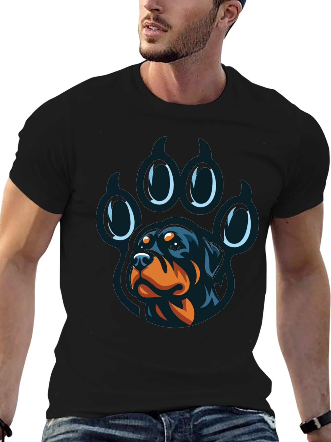 Rottweiler Paw Print Graphic T-Shirt