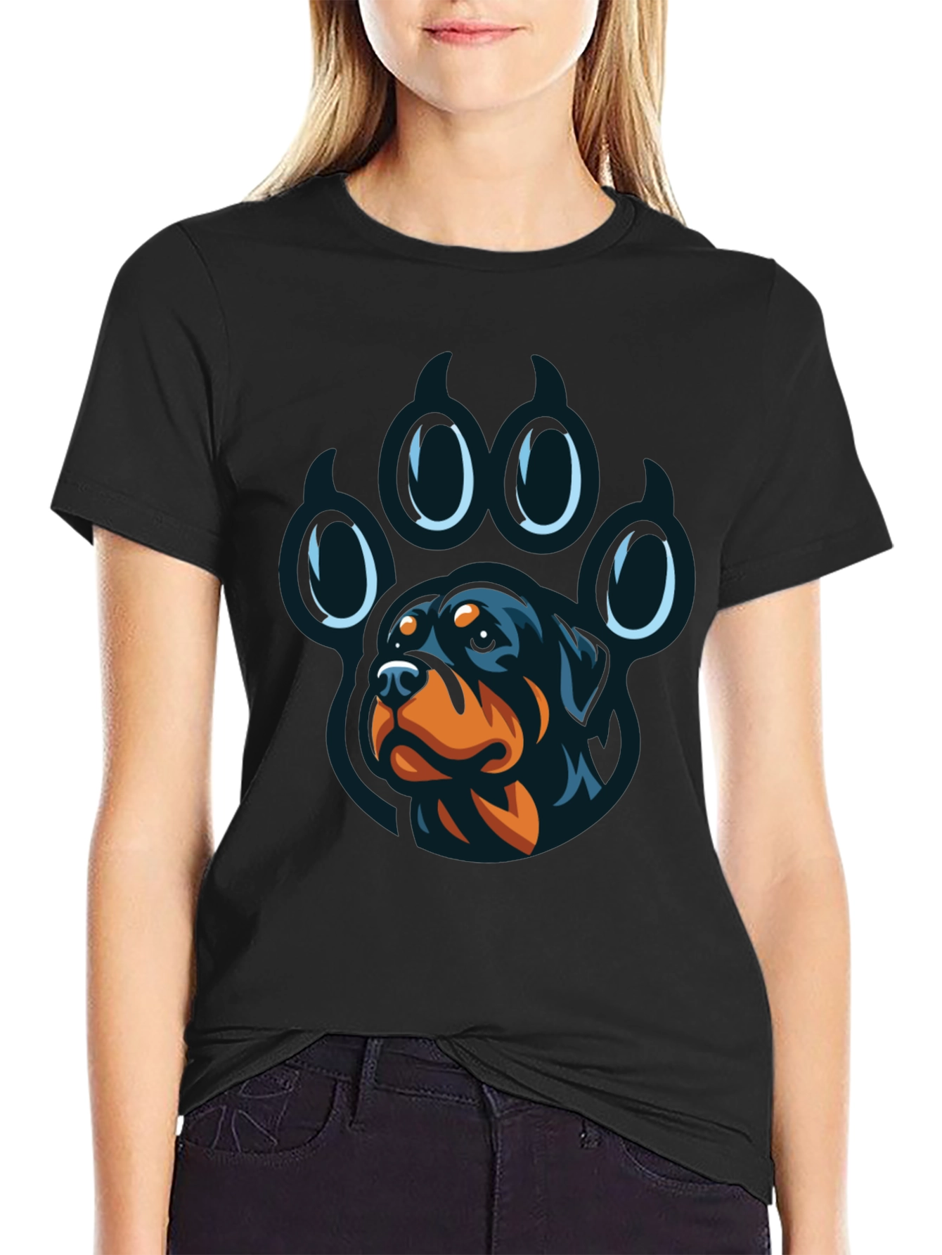 Rottweiler Paw Print Graphic T-Shirt