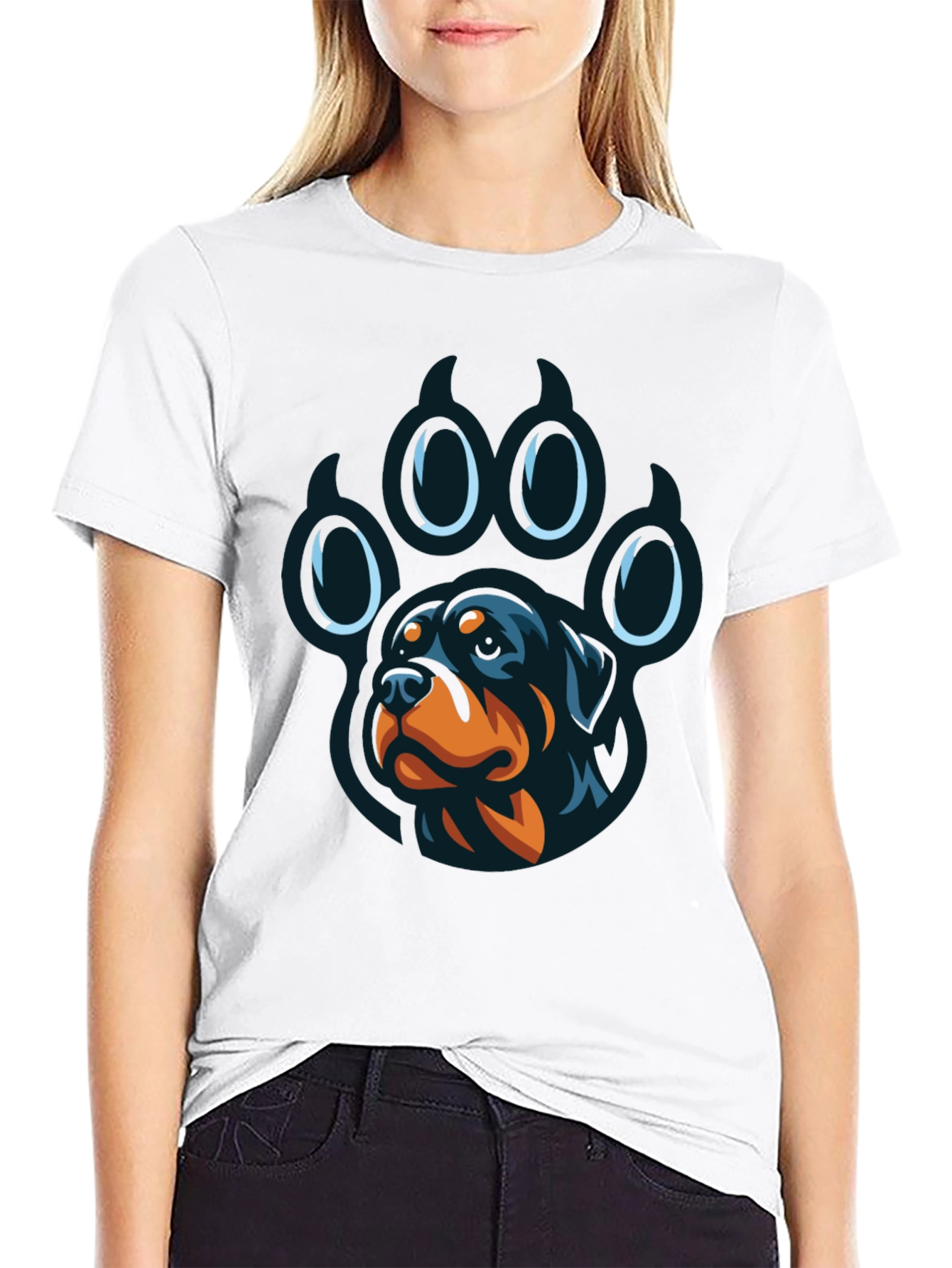 Rottweiler Paw Print Graphic T-Shirt