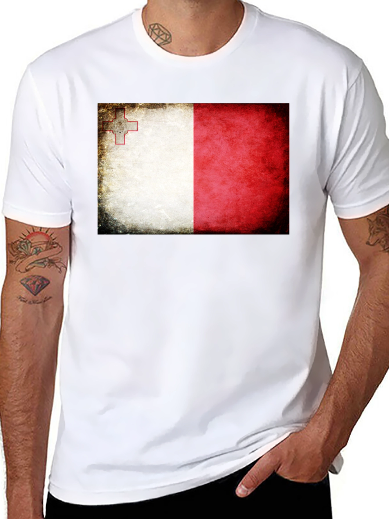 Malta Flag T-Shirt - Distressed Look