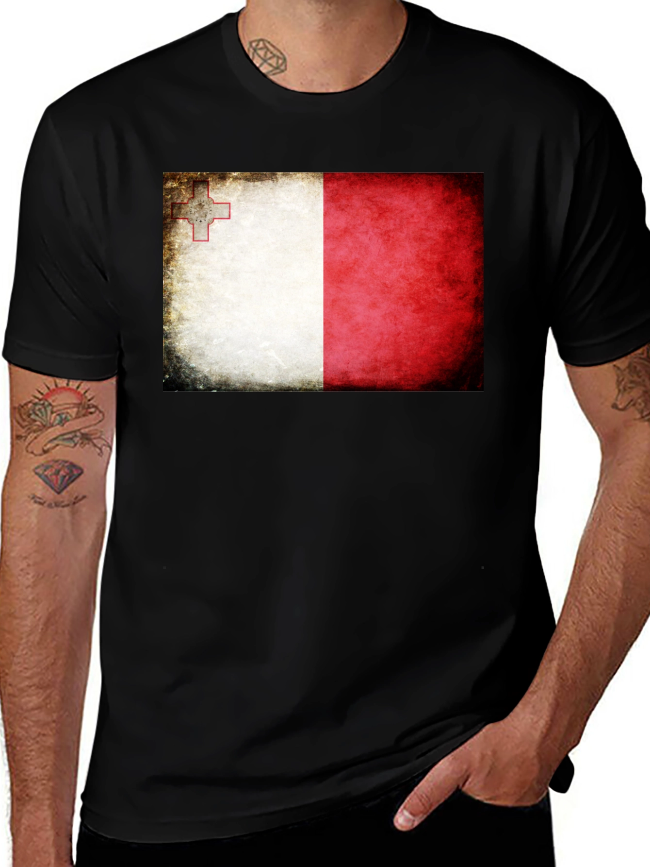 Malta Flag T-Shirt - Distressed Look