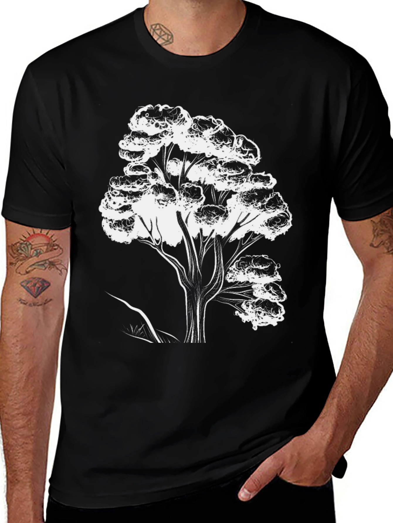 Nature Tree Graphic Tee - Stylish Black T-Shirt