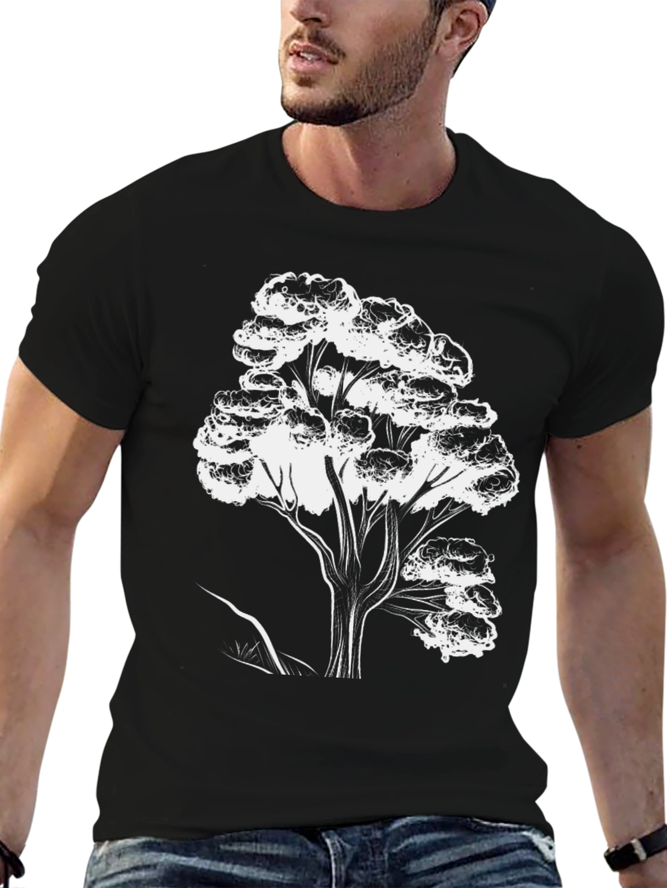Nature Tree Graphic Tee - Stylish Black T-Shirt