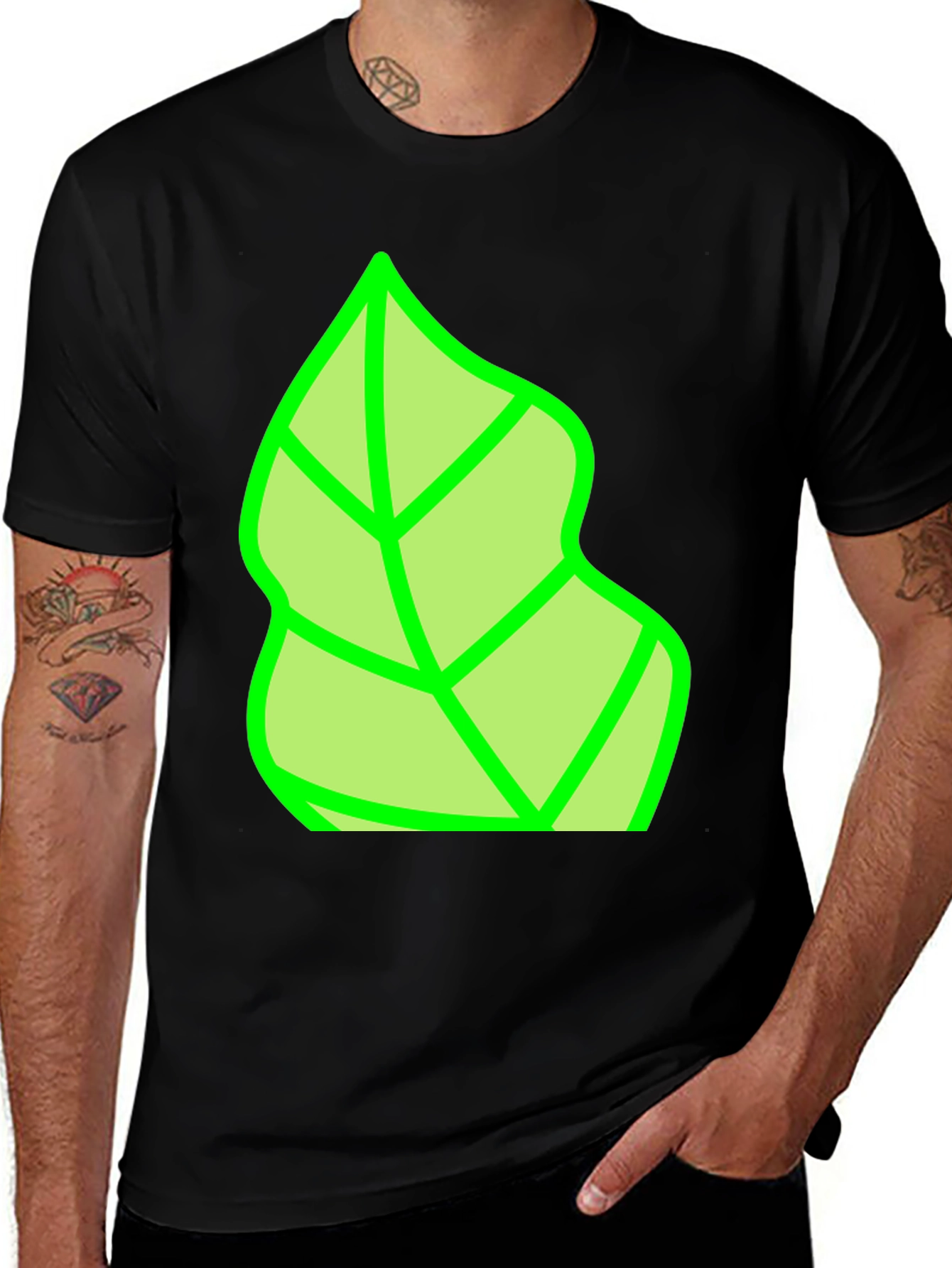 Green Leaf Graphic Tee - Nature Inspired Casual Wear