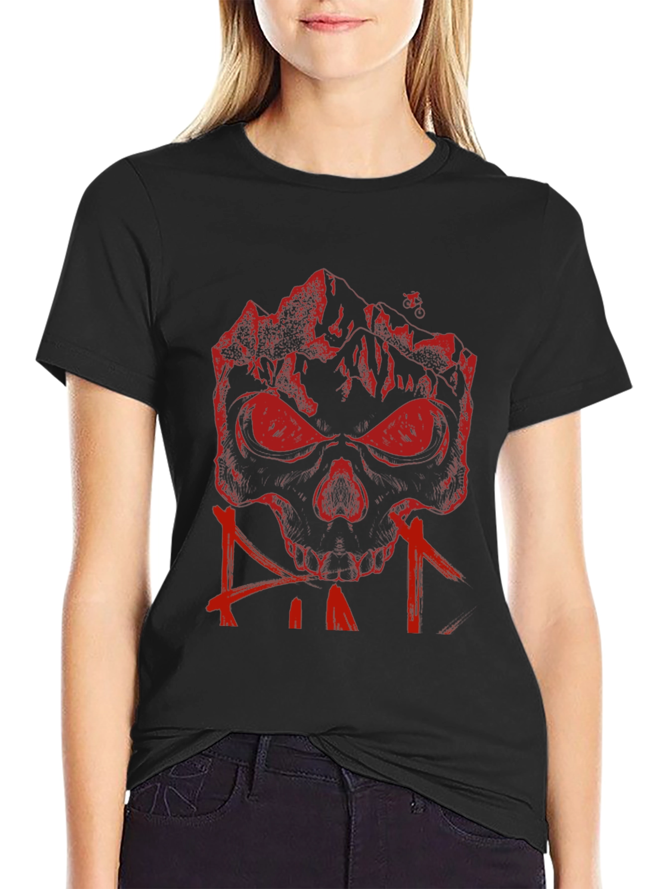 Mountain Skull Graphic Tee - Black