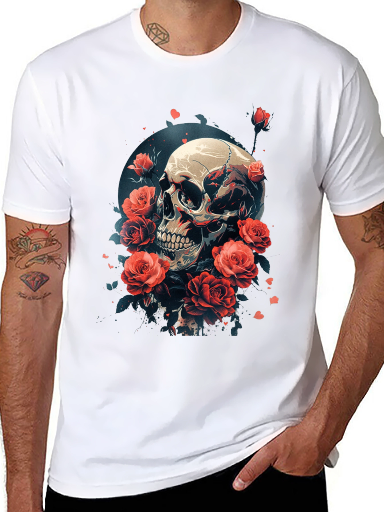 Skull & Roses Graphic T-Shirt - Edgy Streetwear