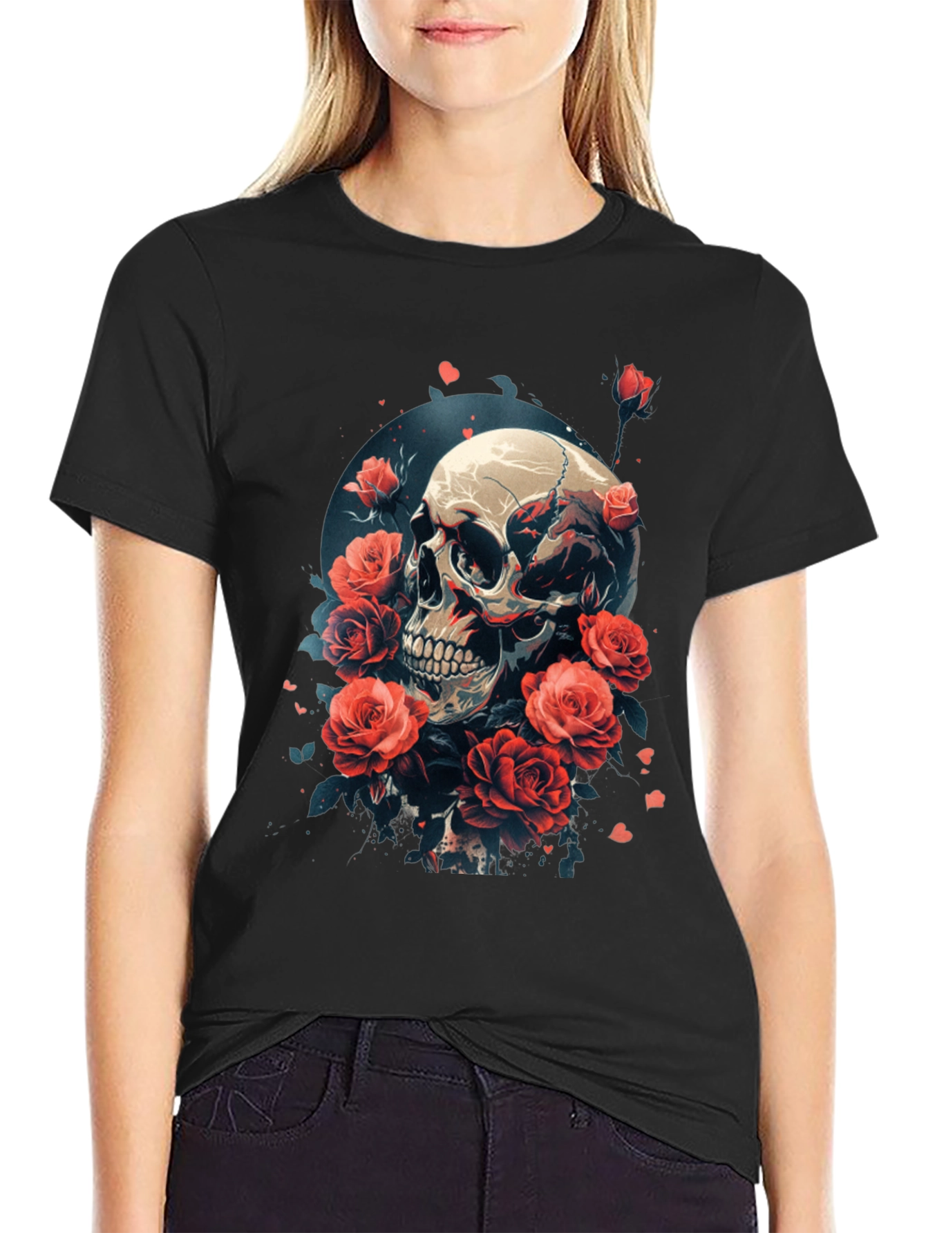 Skull & Roses Graphic T-Shirt - Edgy Streetwear