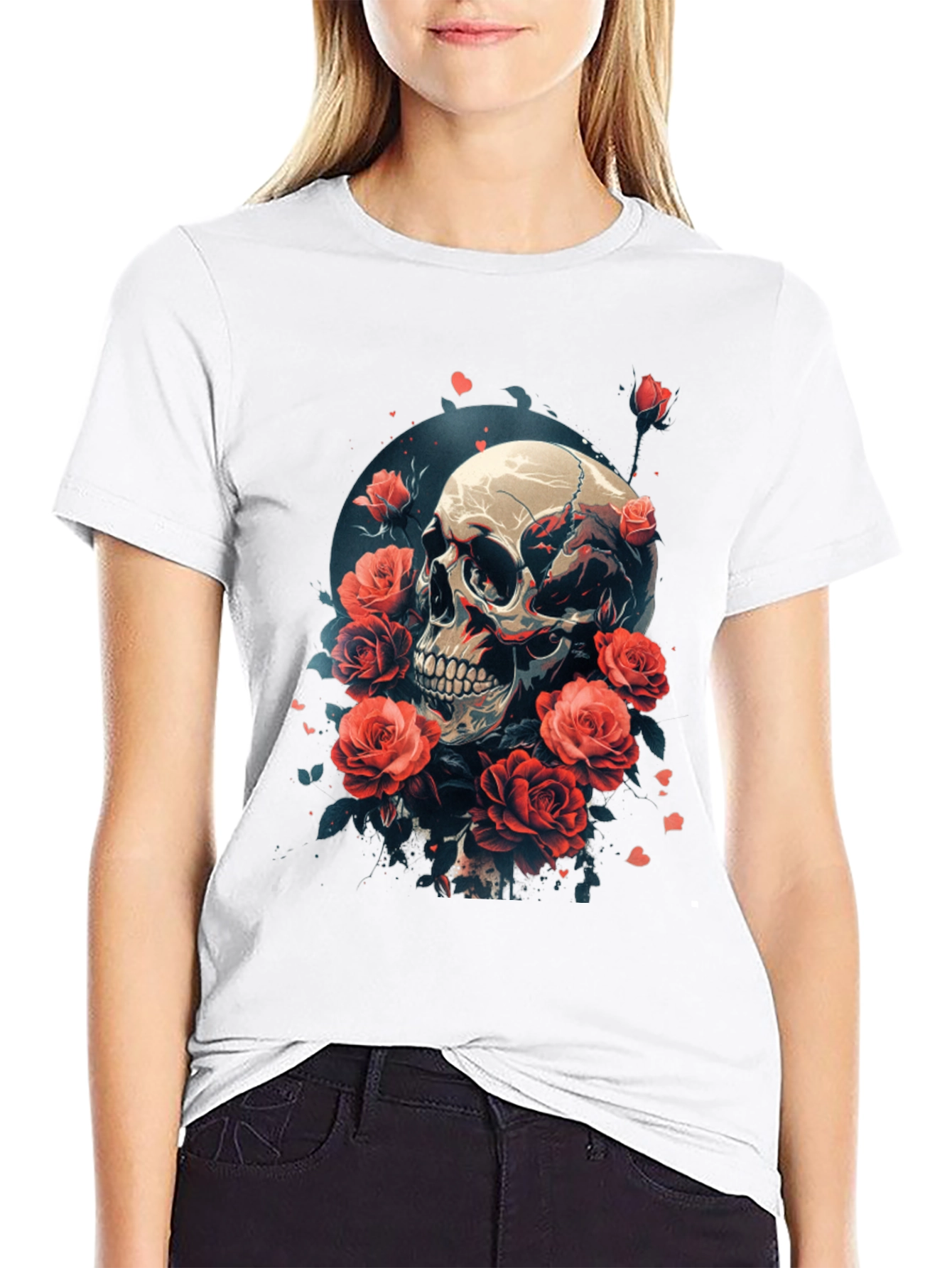 Skull & Roses Graphic T-Shirt - Edgy Streetwear