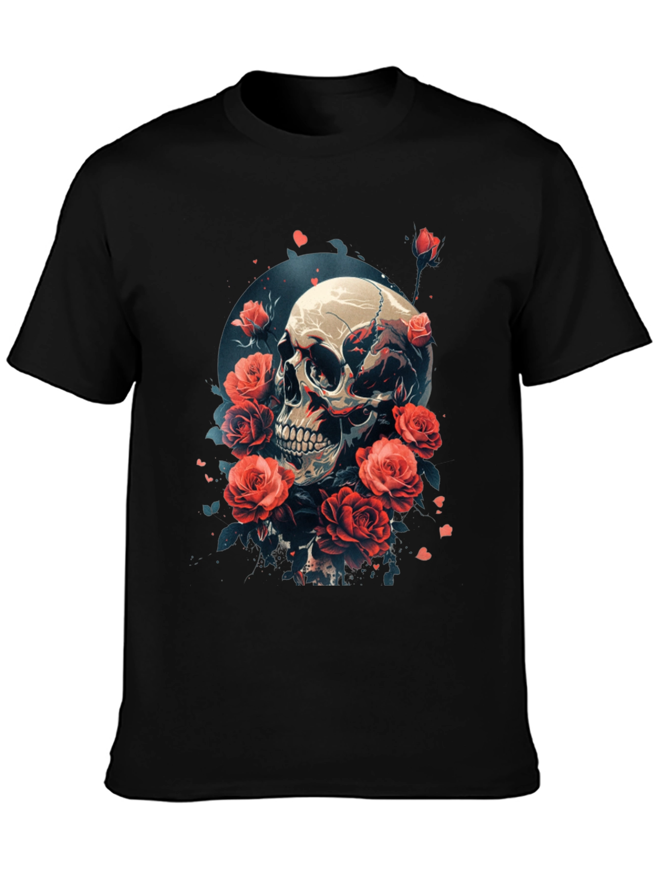 Skull & Roses Graphic T-Shirt - Edgy Streetwear