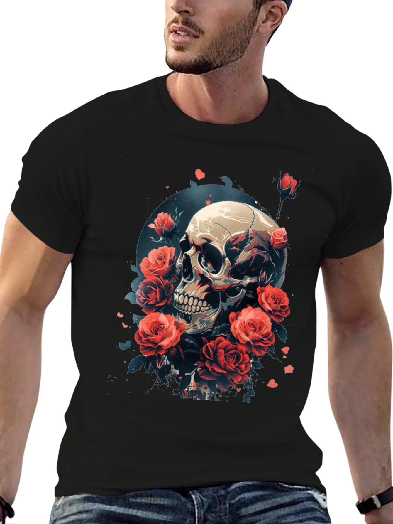 Skull & Roses Graphic T-Shirt - Edgy Streetwear