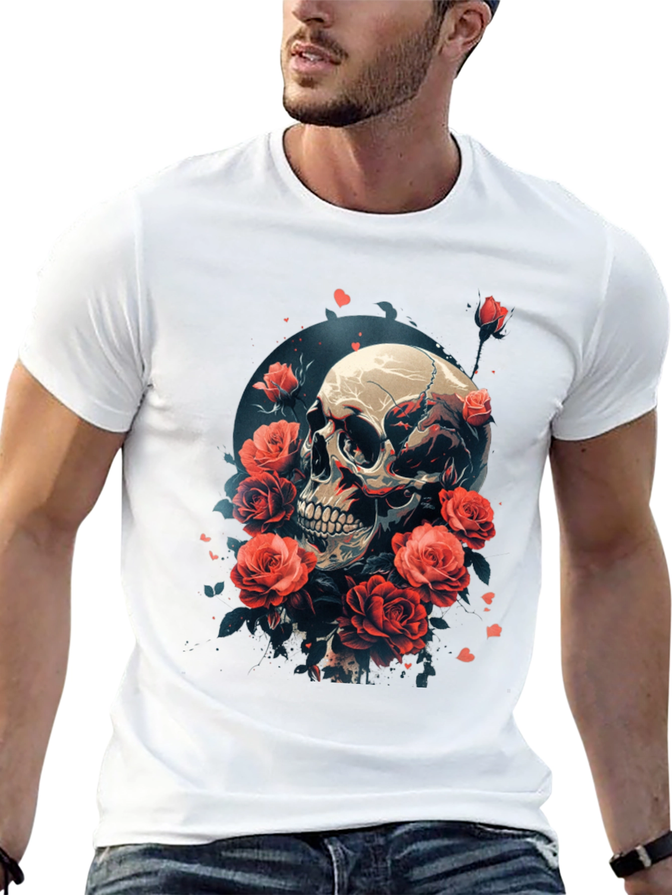 Skull & Roses Graphic T-Shirt - Edgy Streetwear