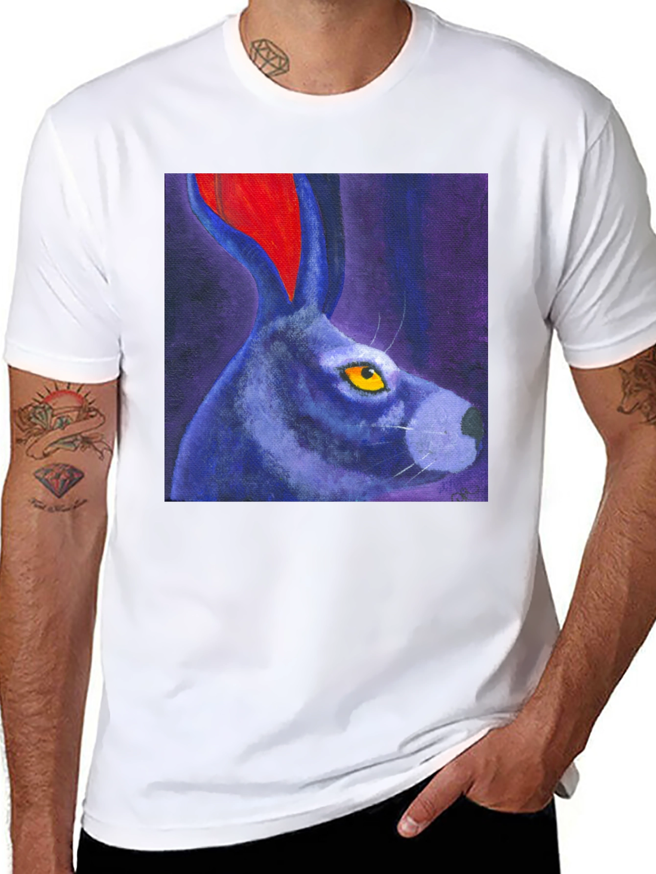 Rabbit Art Print Tee - Unique Graphic T-Shirt