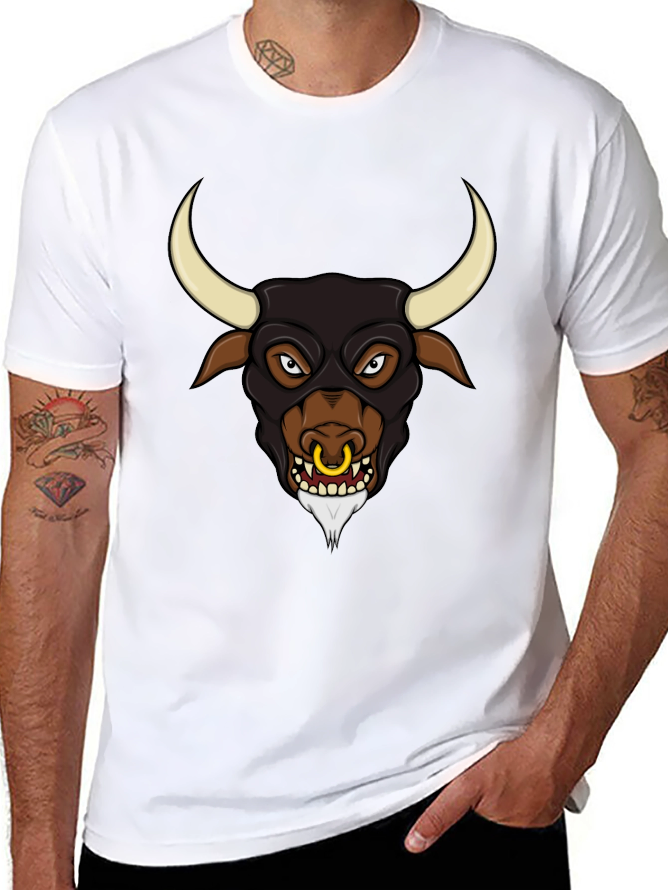 Black Graphic Tee - Angry Bull Design