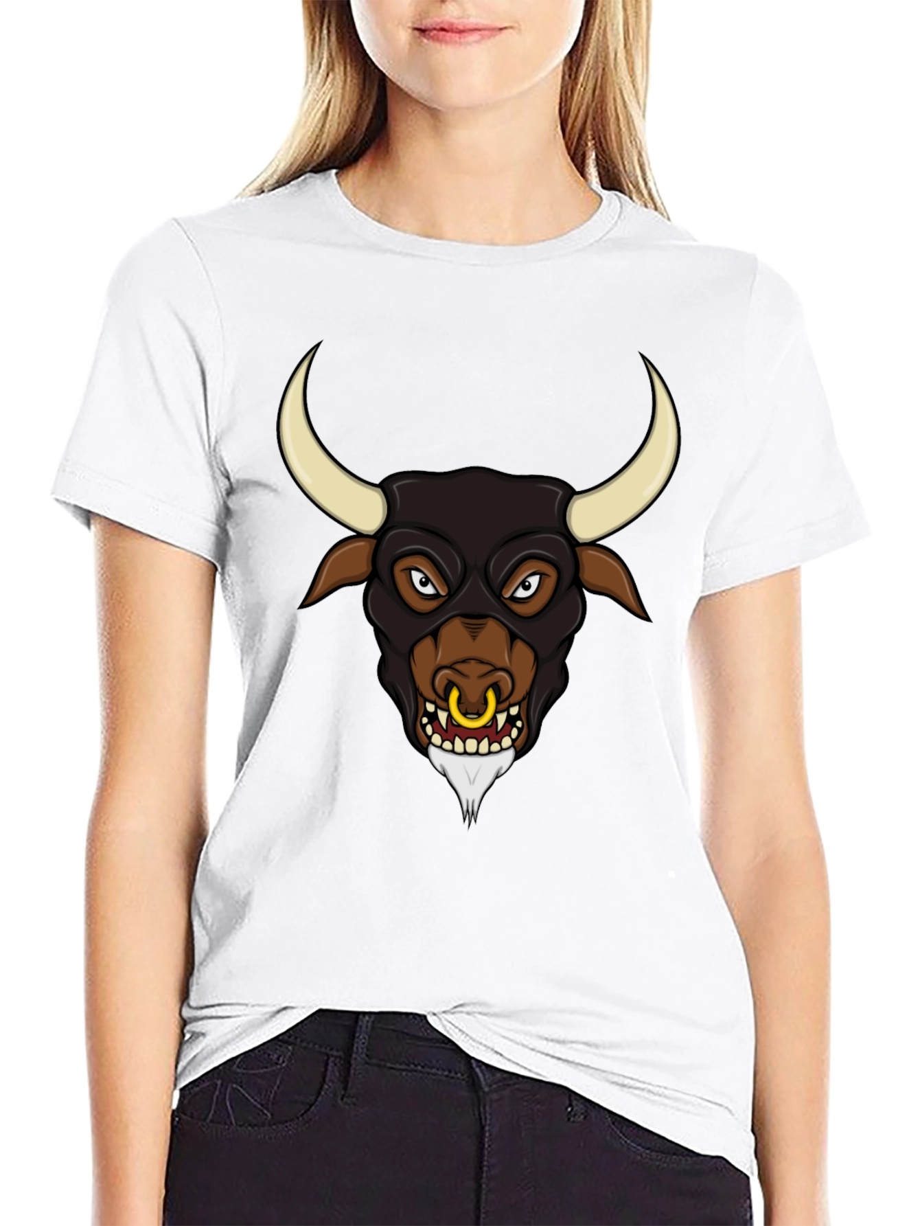 Black Graphic Tee - Angry Bull Design