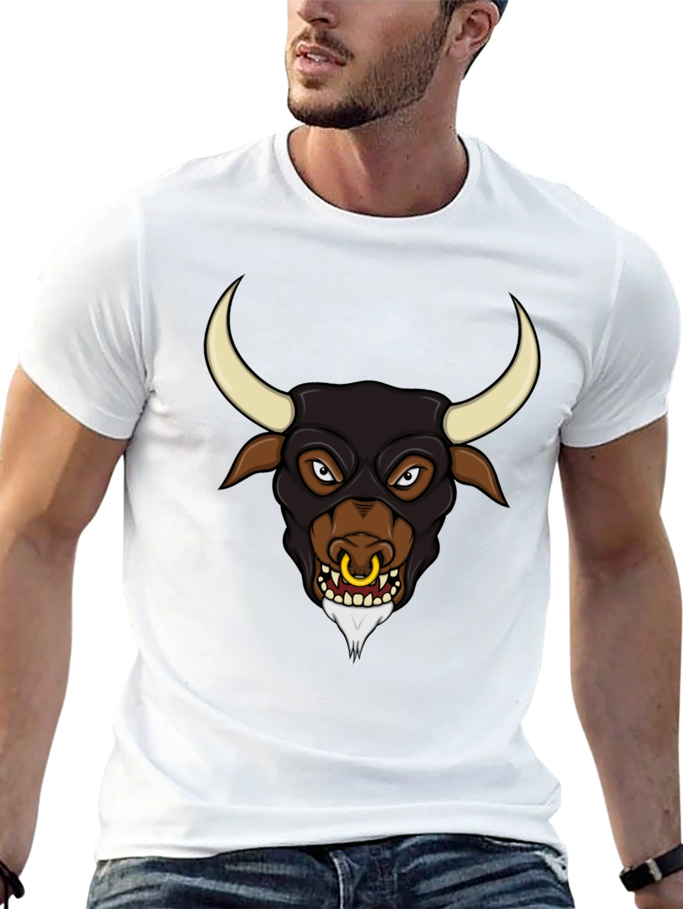 Black Graphic Tee - Angry Bull Design
