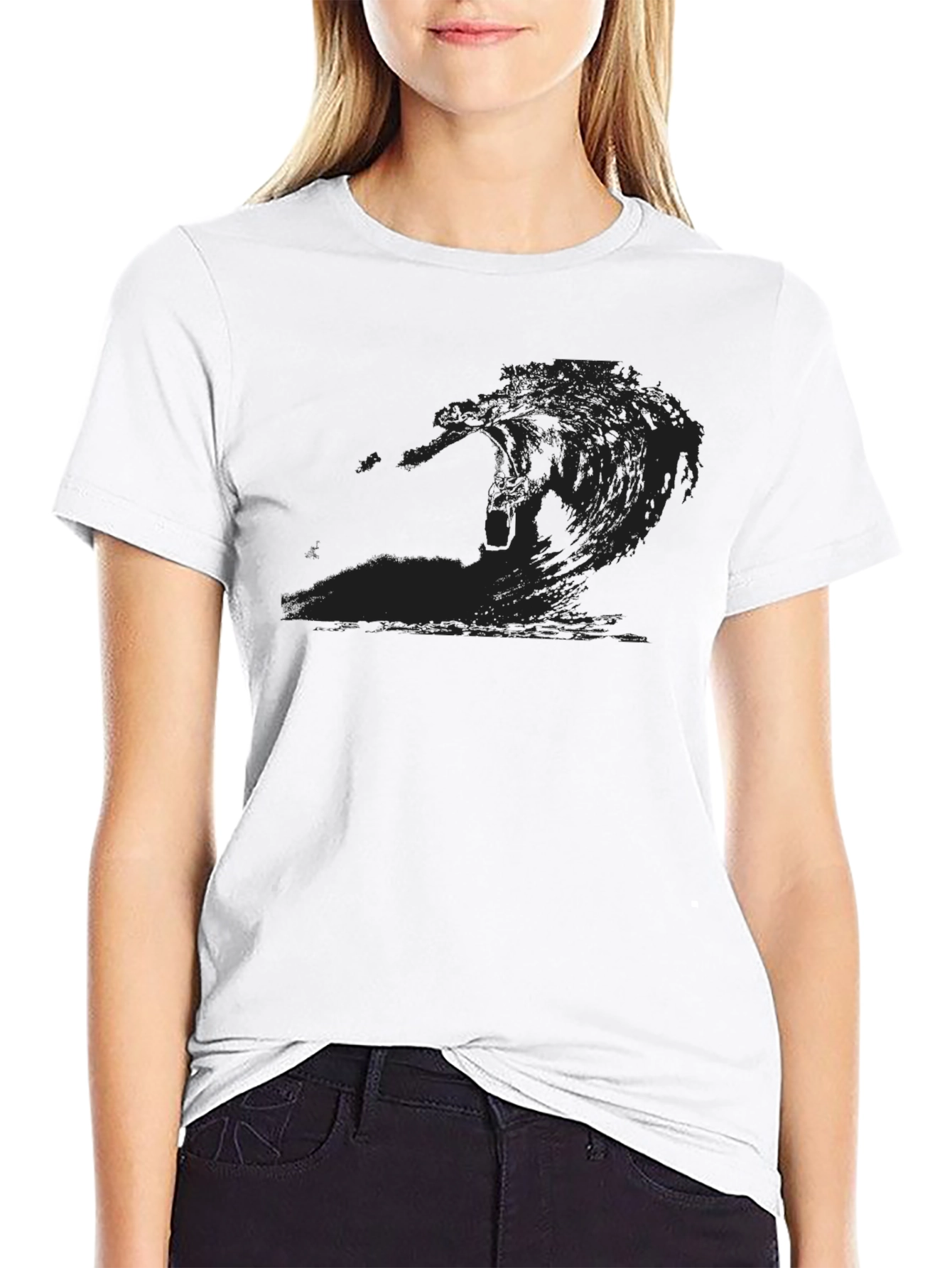 Black Wave Graphic Tee - Cool Casual Style